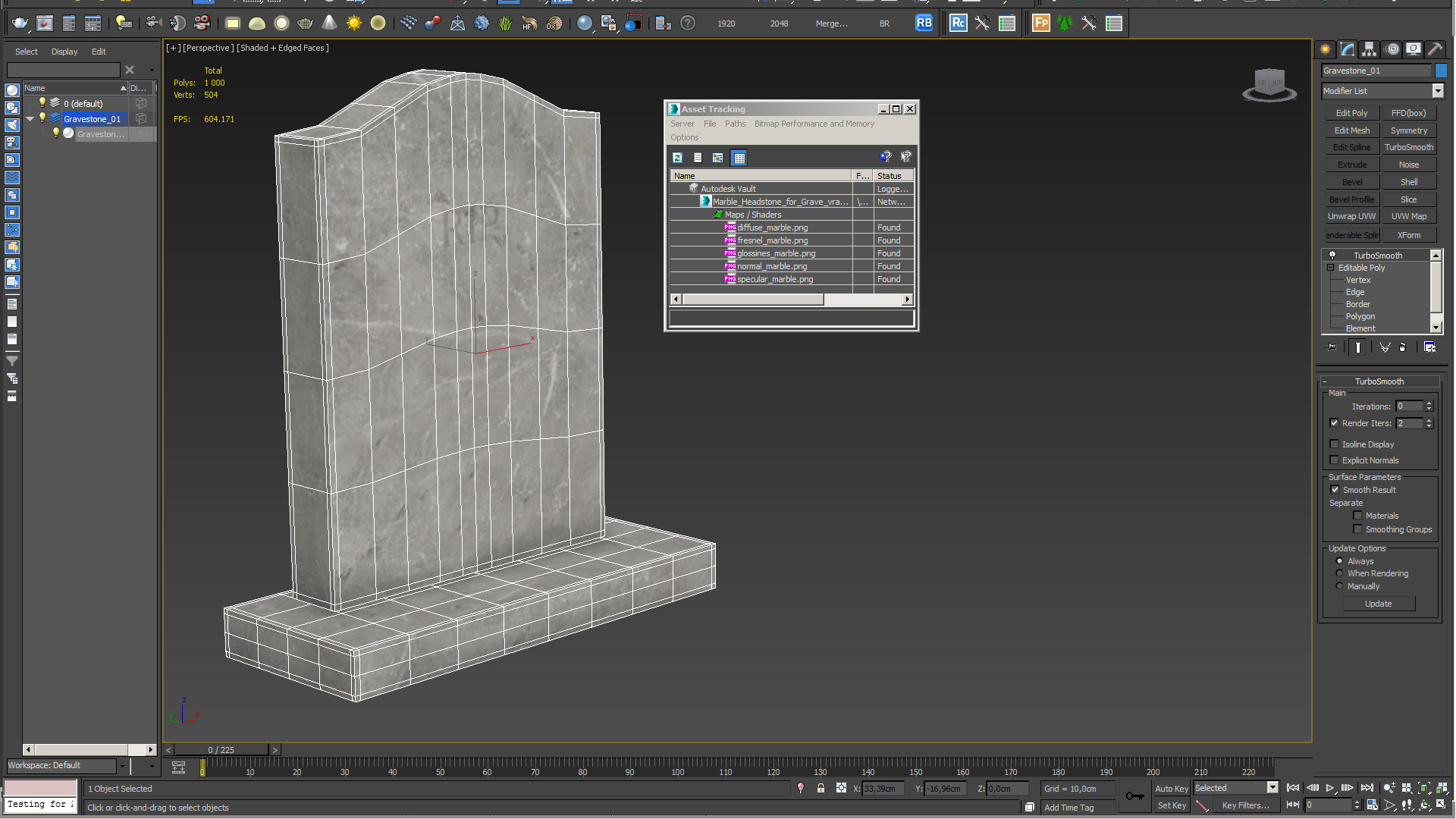 3D Marble Headstone for Grave