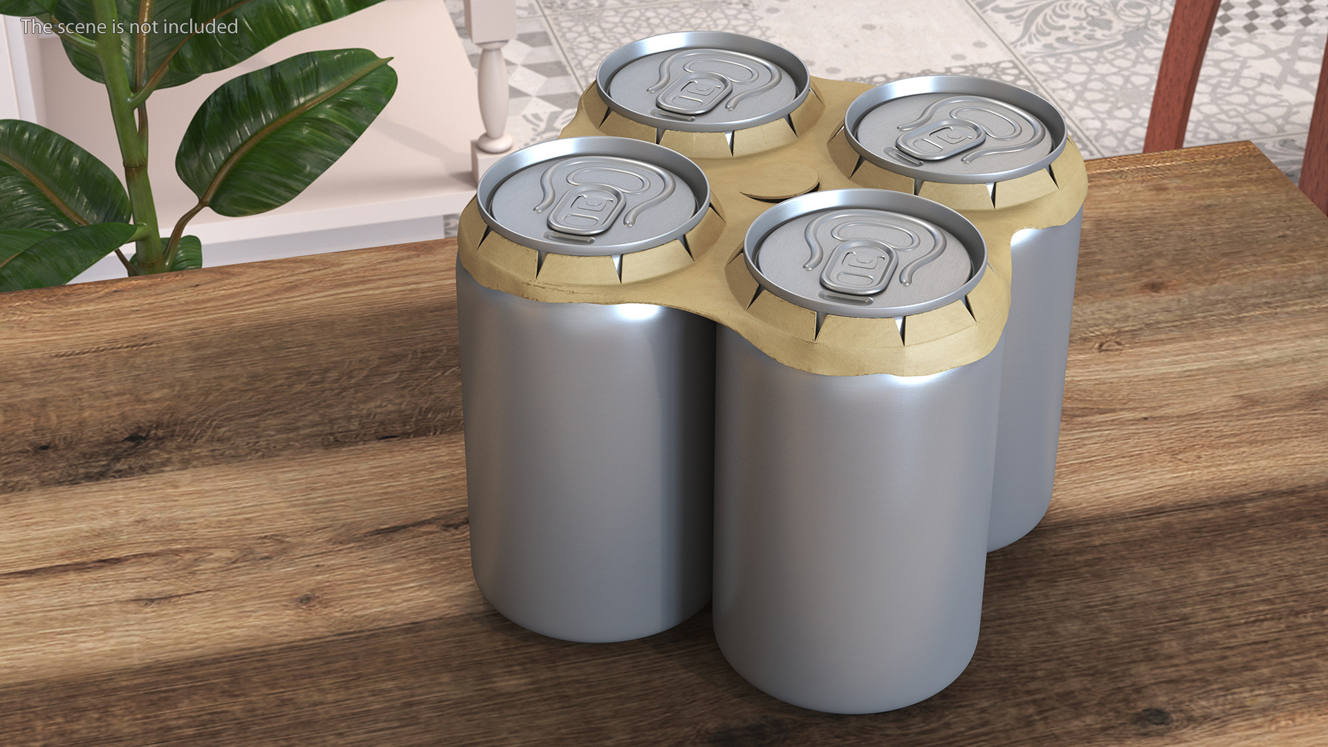 3D Small Can Cardboard Holder 4 Pack model