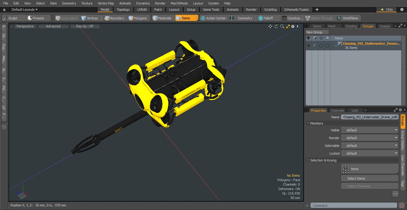 Chasing M2 Underwater Drone with Grabber Arm 3D model