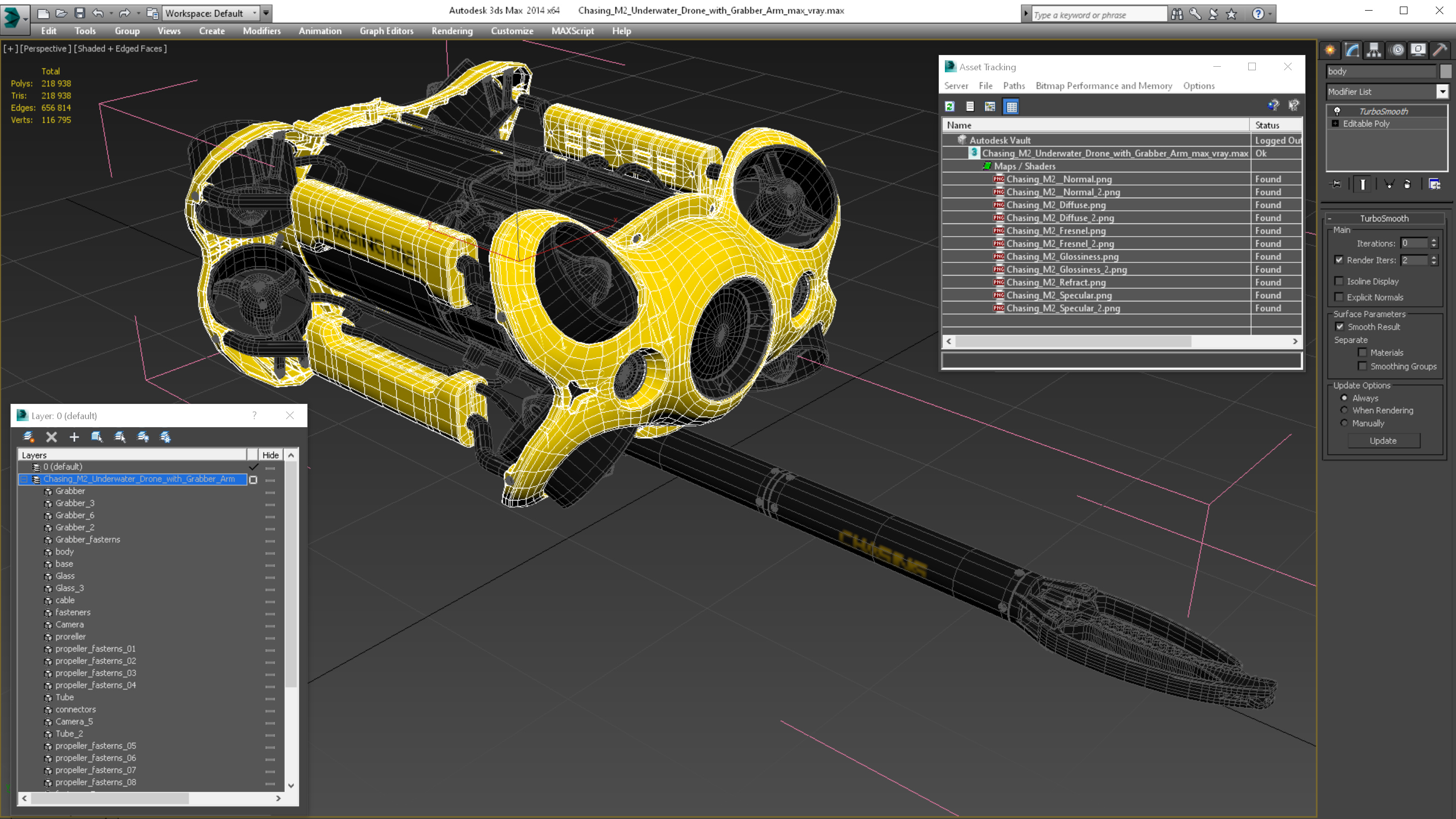 Chasing M2 Underwater Drone with Grabber Arm 3D model