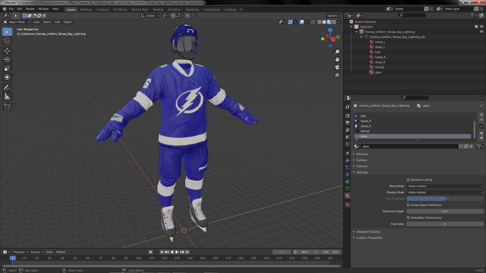 Hockey Uniform Tampa Bay Lightning 3D model