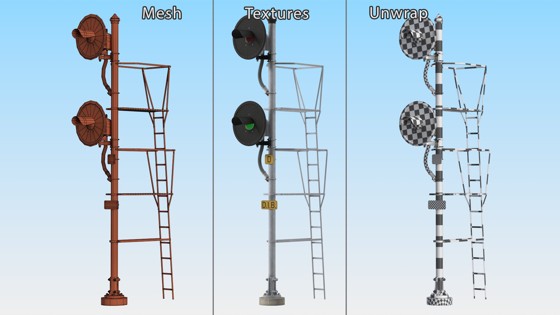 Searchlight Railroad Signal Double 3D model