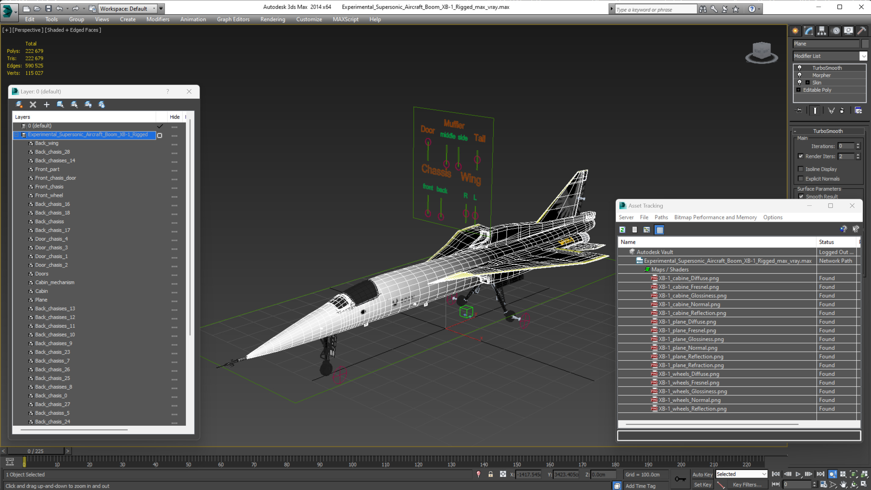 3D Experimental Supersonic Aircraft Boom XB-1 Rigged for Maya model