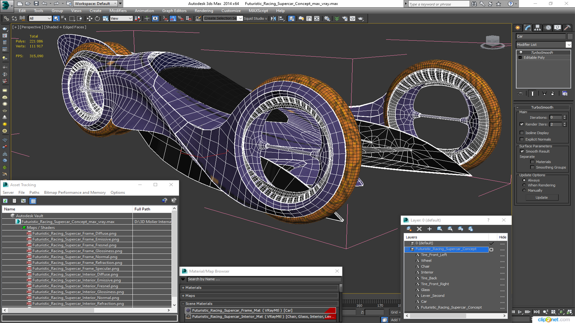 Futuristic Racing Supercar Concept 3D model