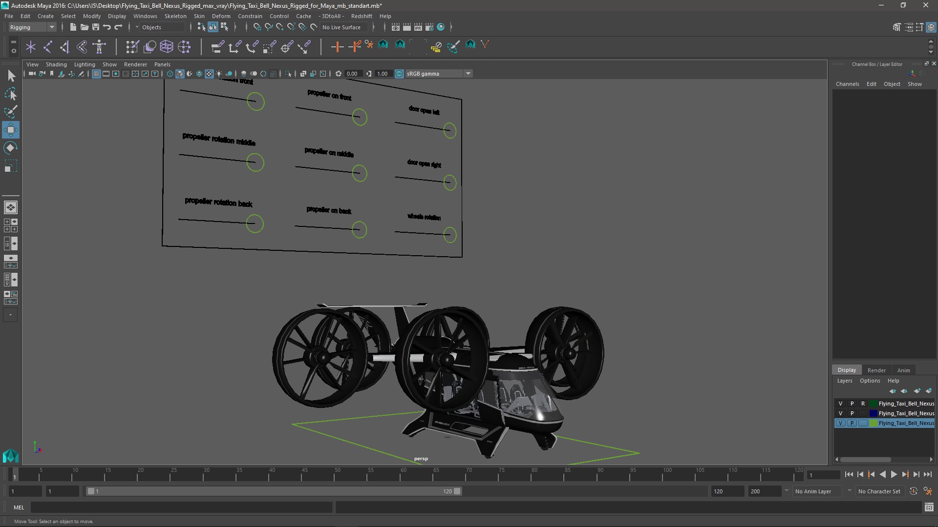 3D Flying Taxi Bell Nexus Rigged for Maya model