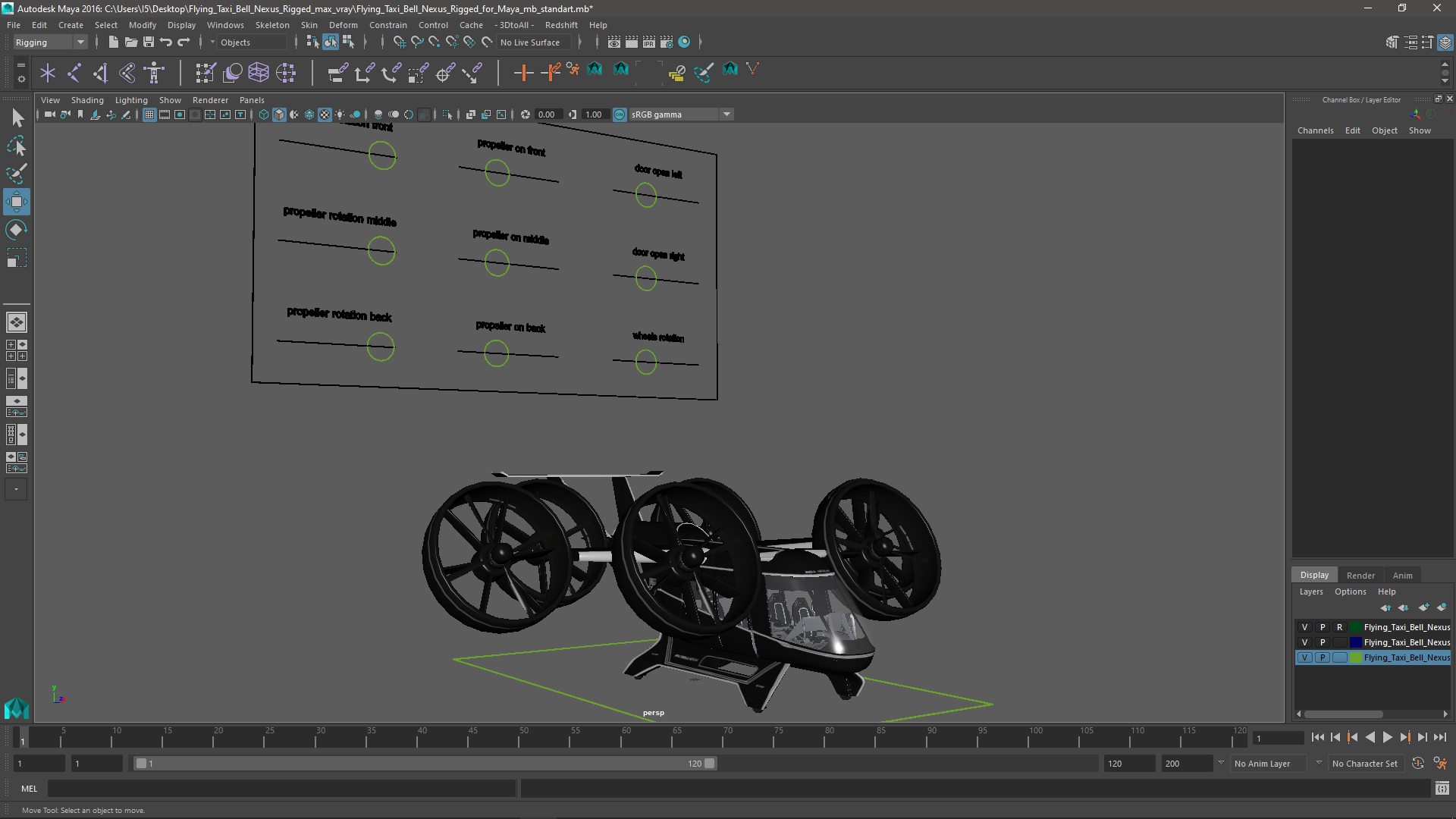 3D Flying Taxi Bell Nexus Rigged for Maya model