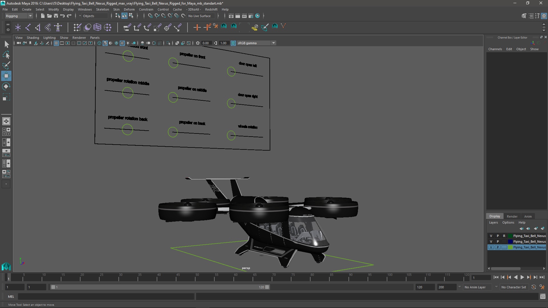 3D Flying Taxi Bell Nexus Rigged for Maya model