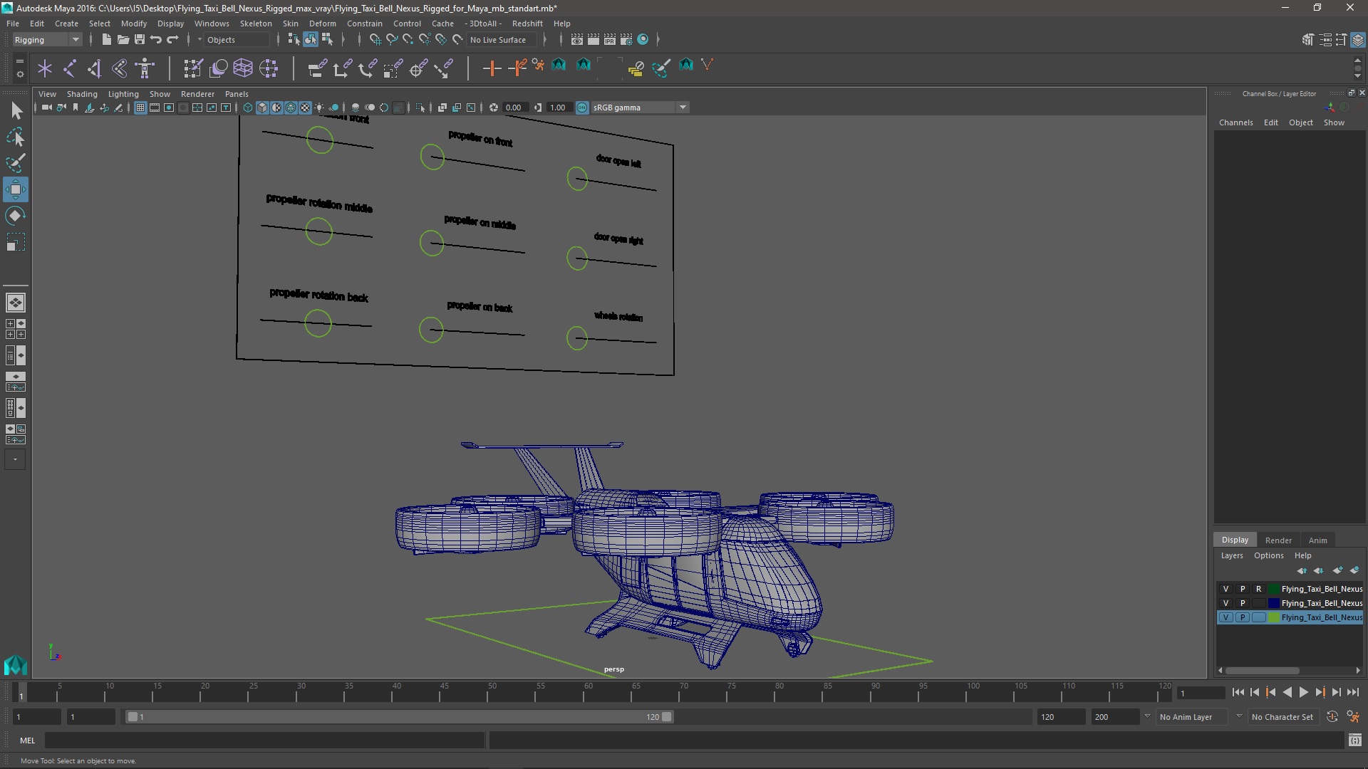 3D Flying Taxi Bell Nexus Rigged for Maya model