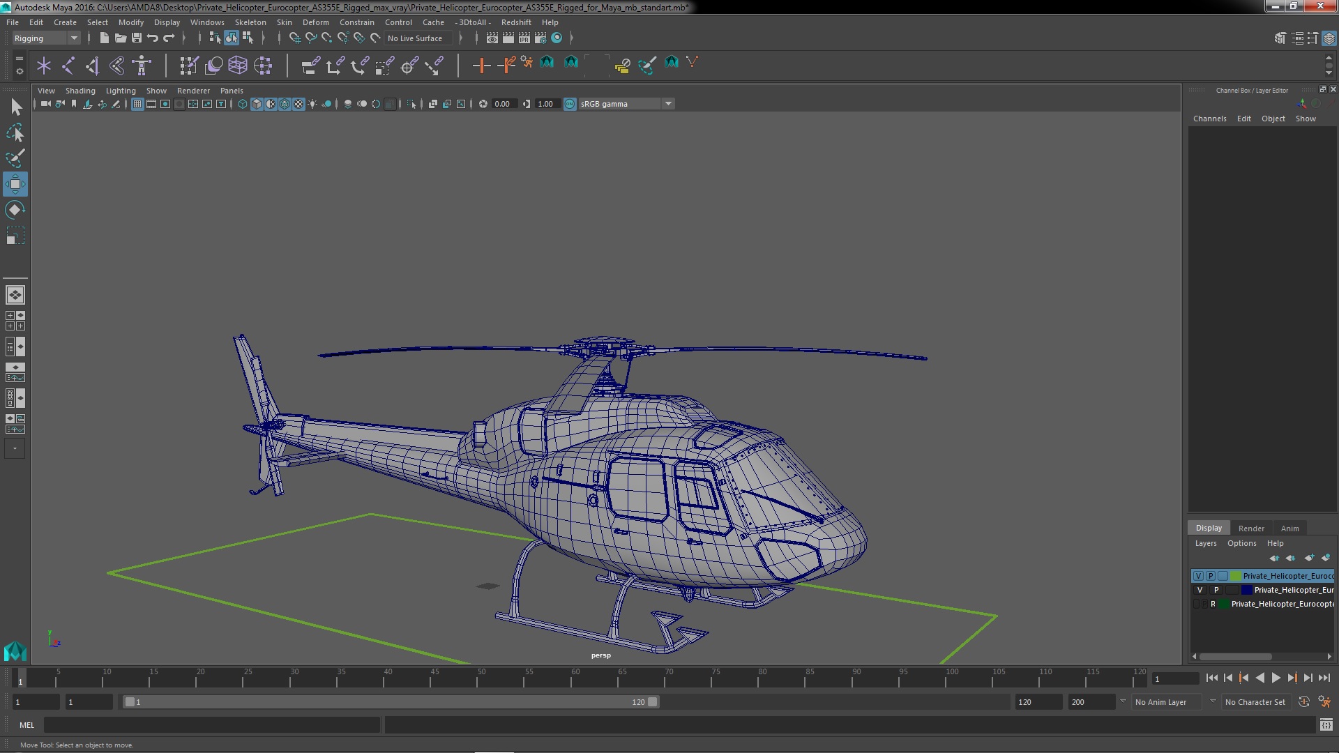 Private Helicopter Eurocopter AS355E Rigged for Maya 3D