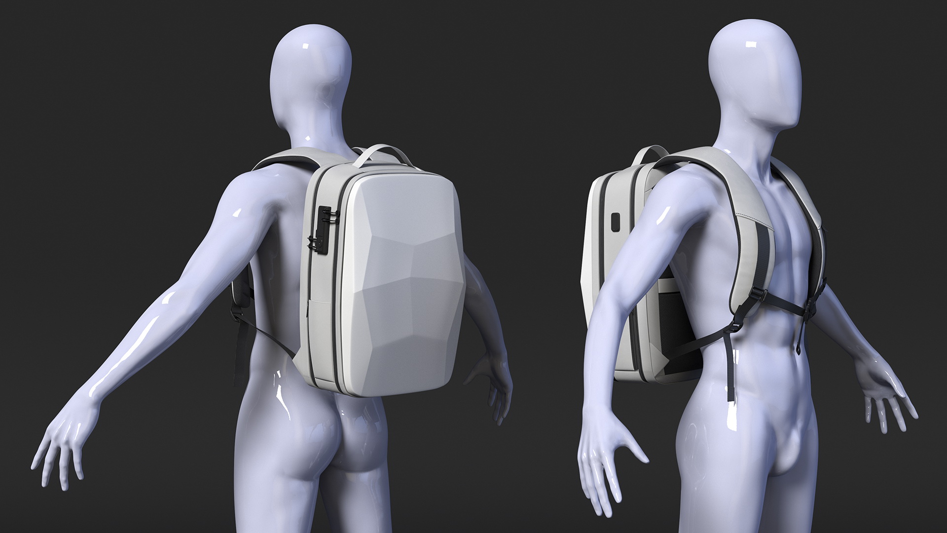 Anti-theft Laptop Backpack Grey on Mannequin 3D model