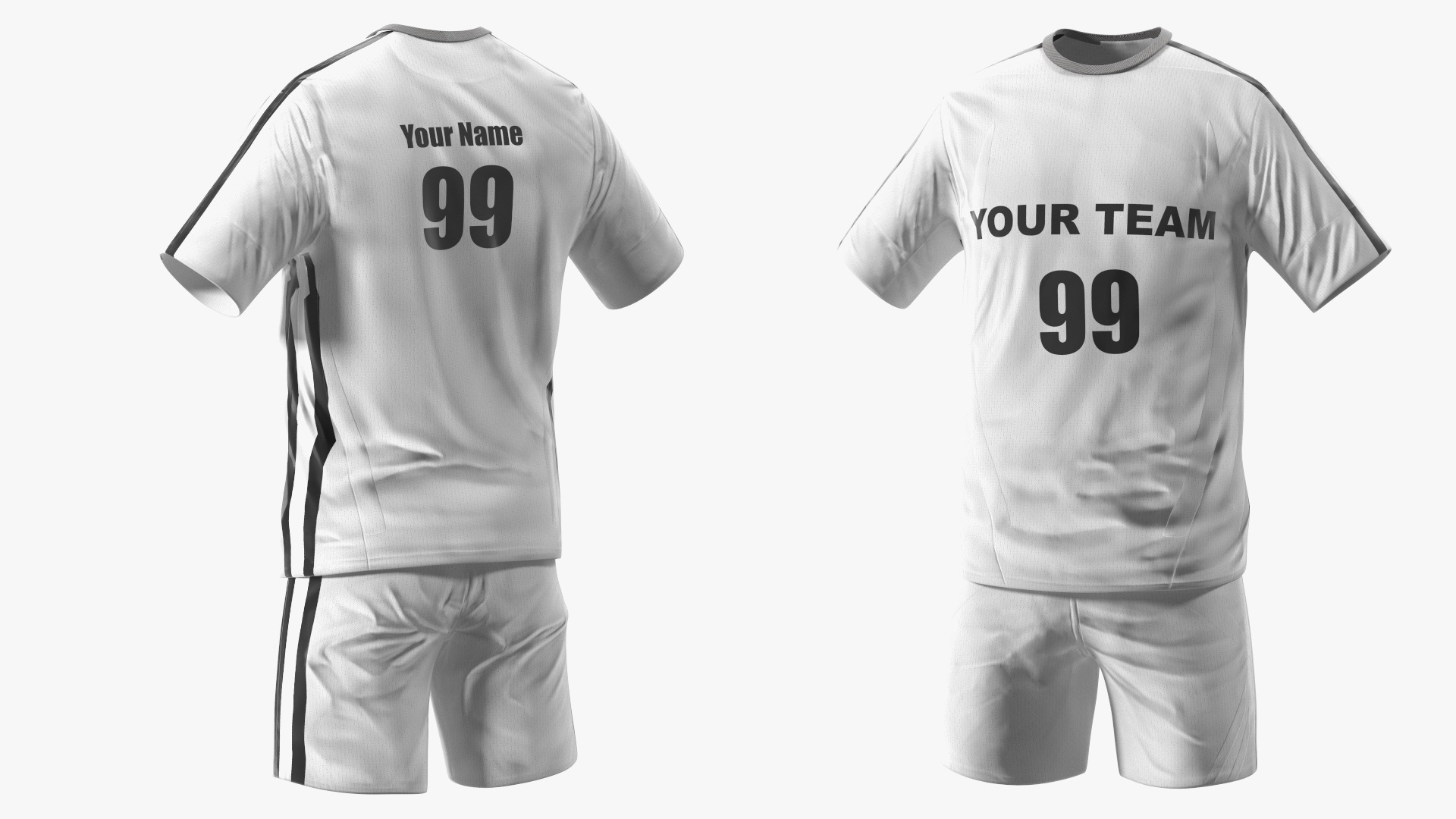 3D model Soccer Uniform White Your Team