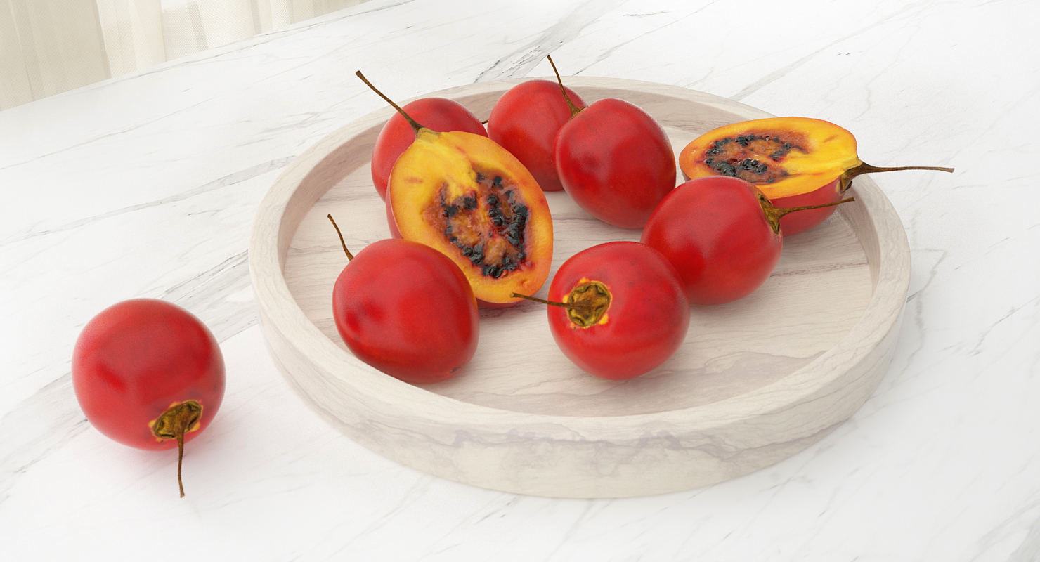 Tree Tomato Tamarillo Whole Half 3D