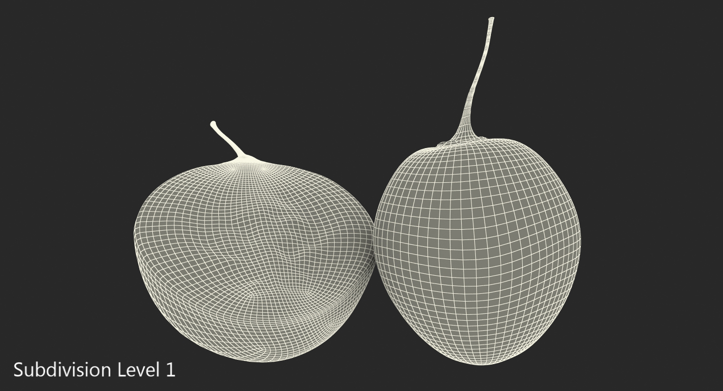 Tree Tomato Tamarillo Whole Half 3D