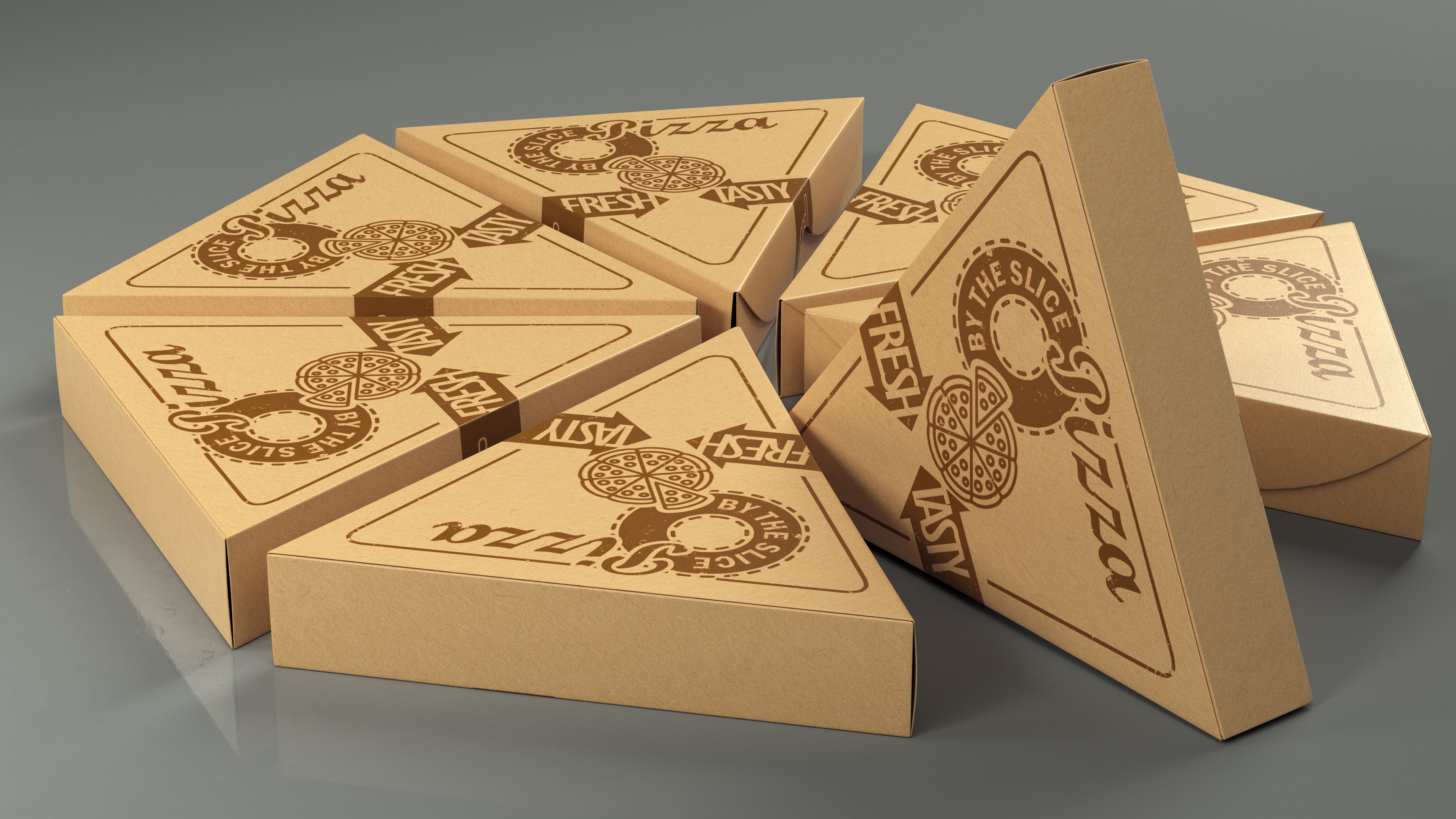 3D Round of Triangle Pizza Slice Party Boxes