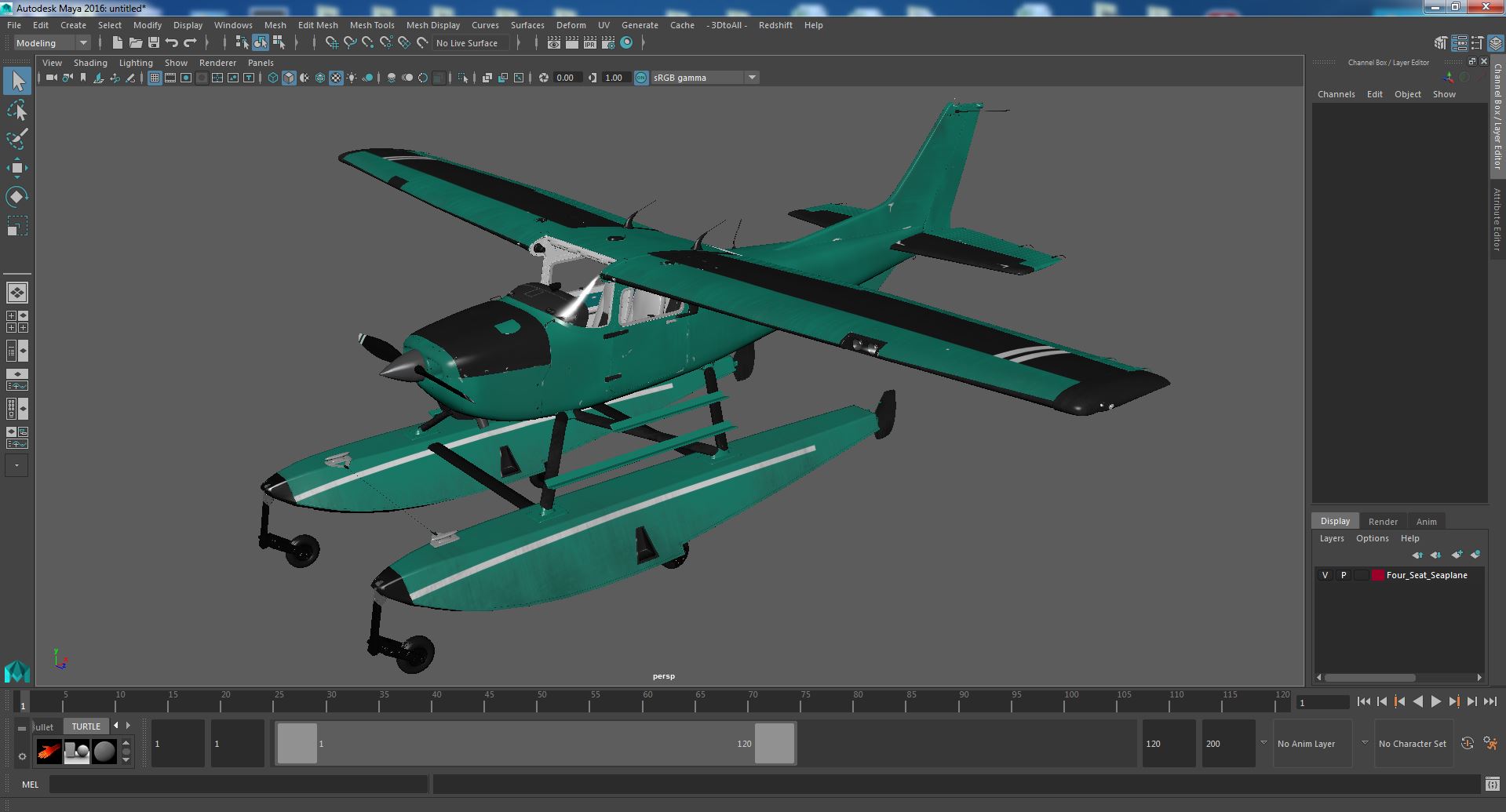 3D Four Seat Seaplane model