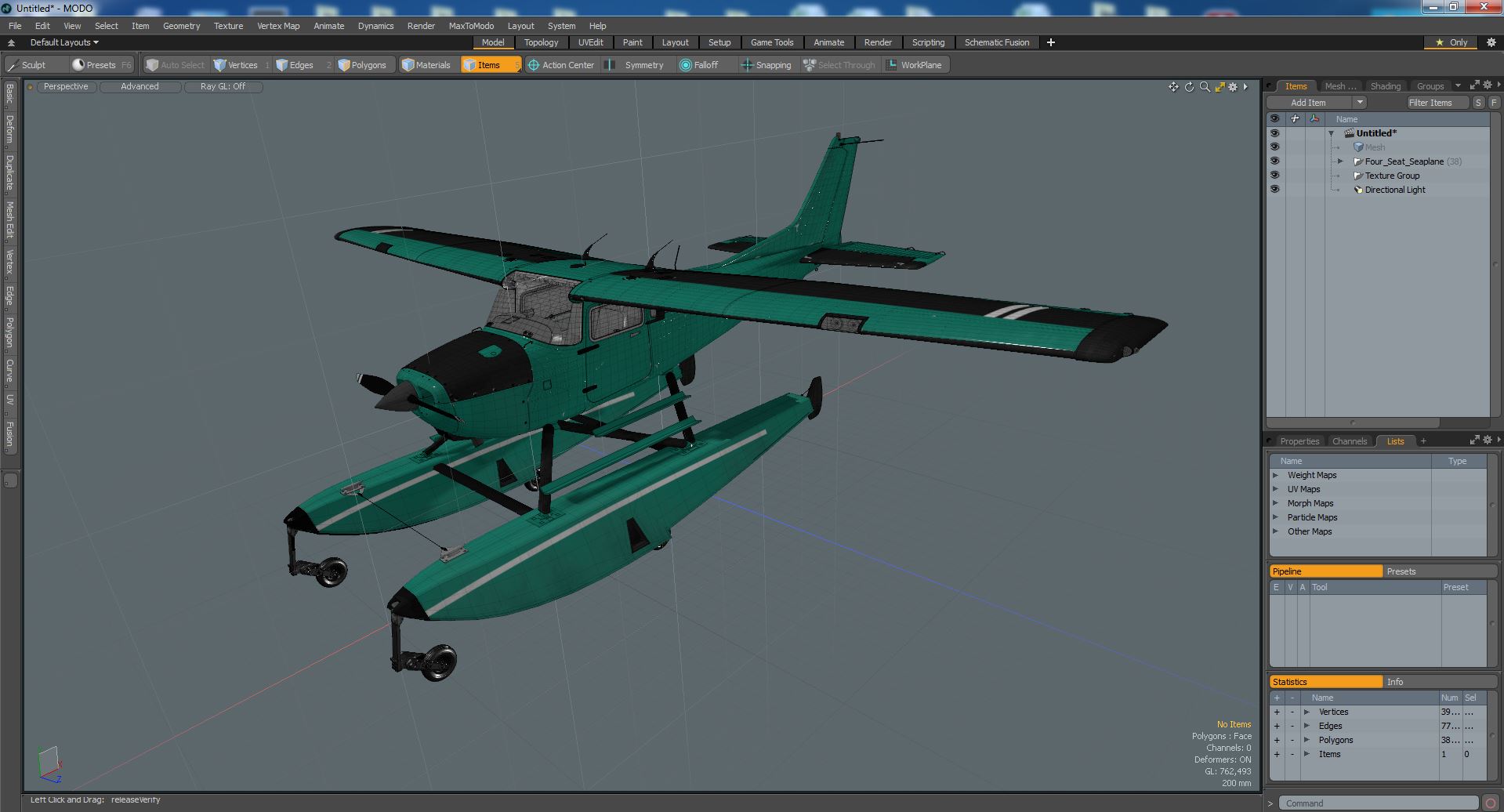 3D Four Seat Seaplane model