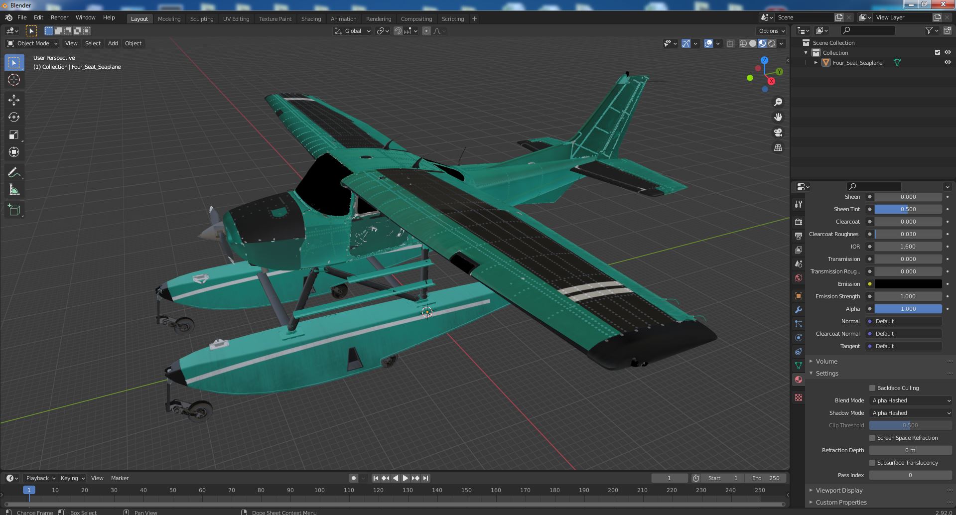 3D Four Seat Seaplane model