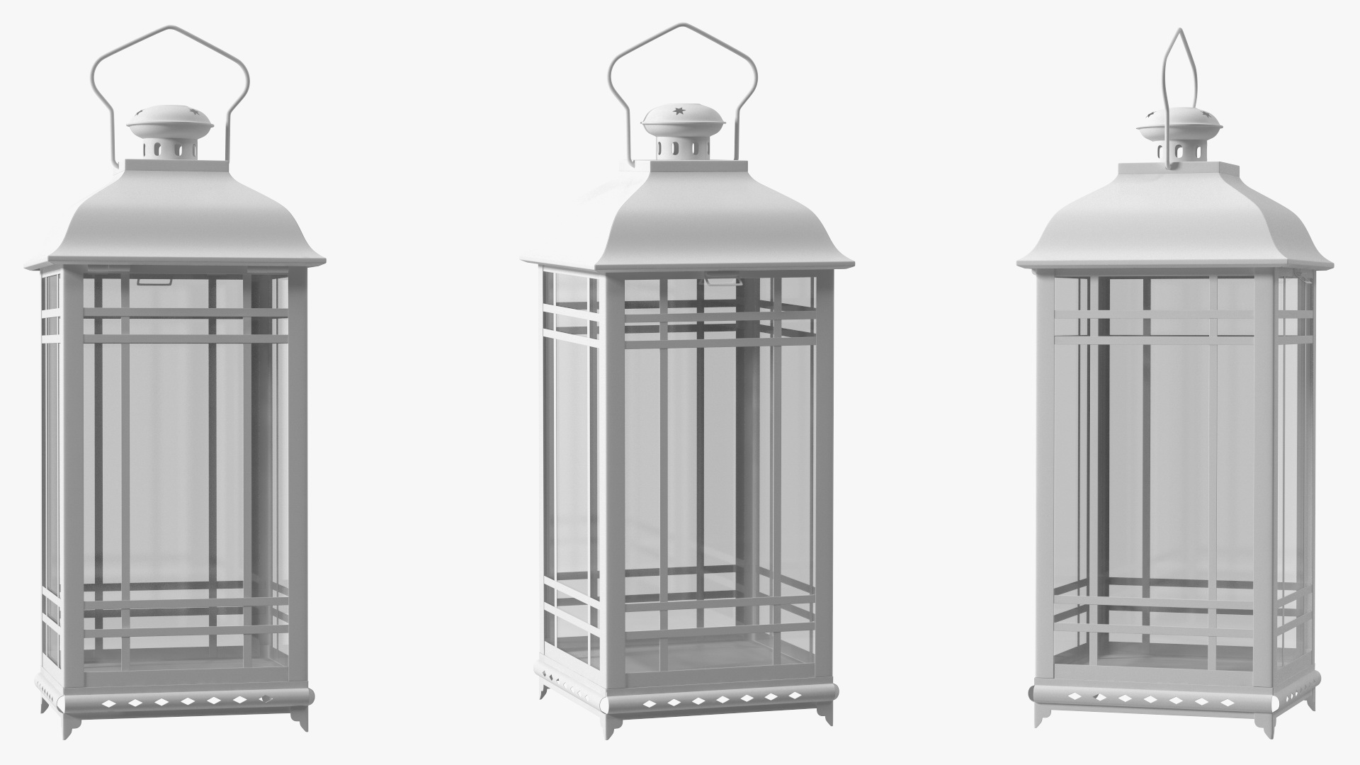 3D Candle Lantern Large White