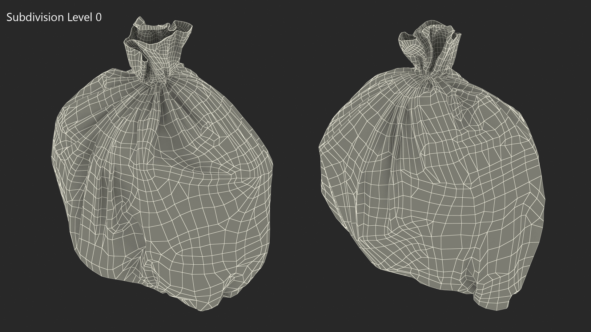 Tied Closed Blue Rubbish Bag Small 3D model