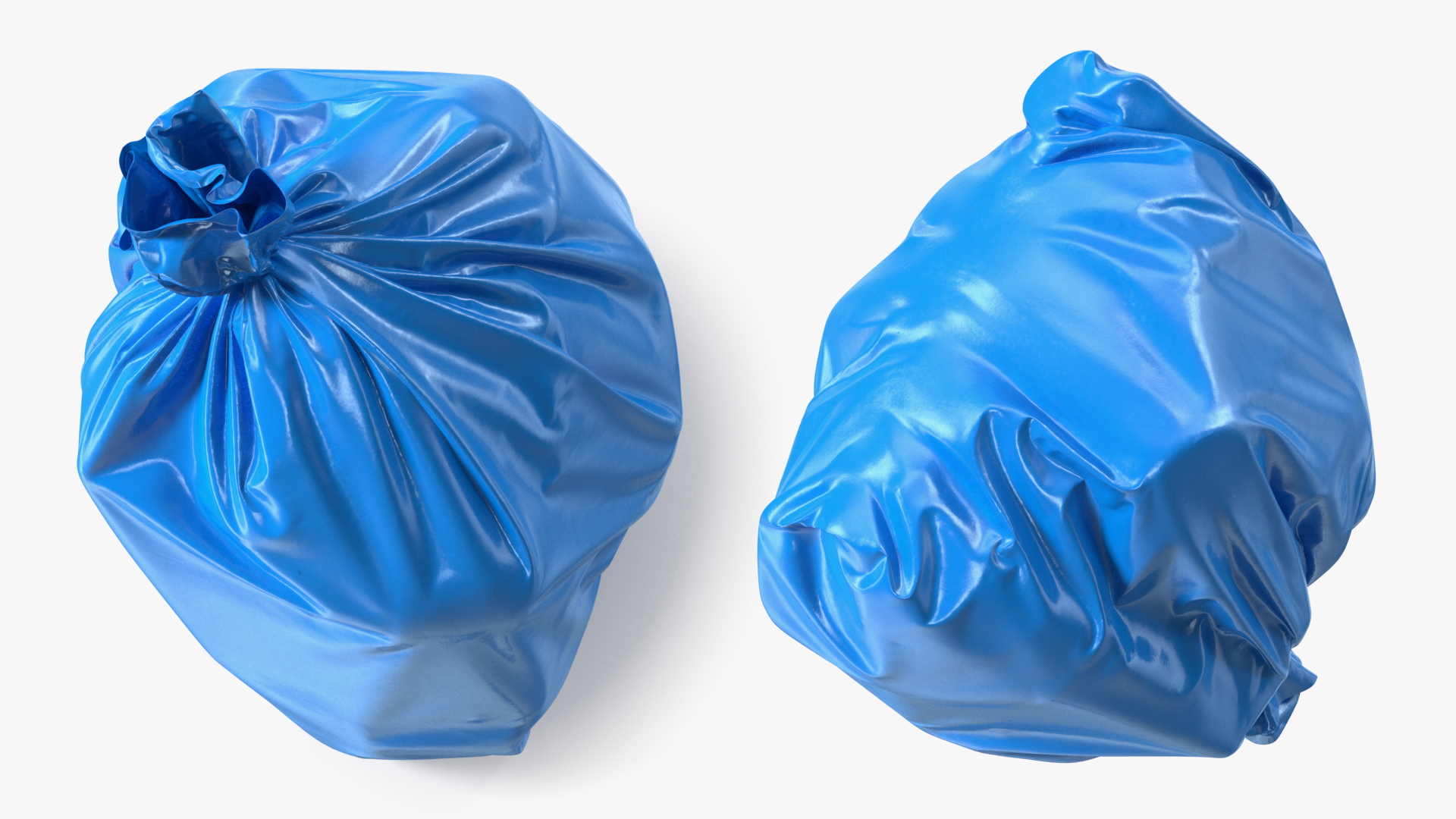 Tied Closed Blue Rubbish Bag Small 3D model