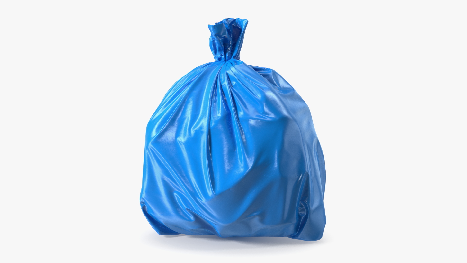 Tied Closed Blue Rubbish Bag Small 3D model