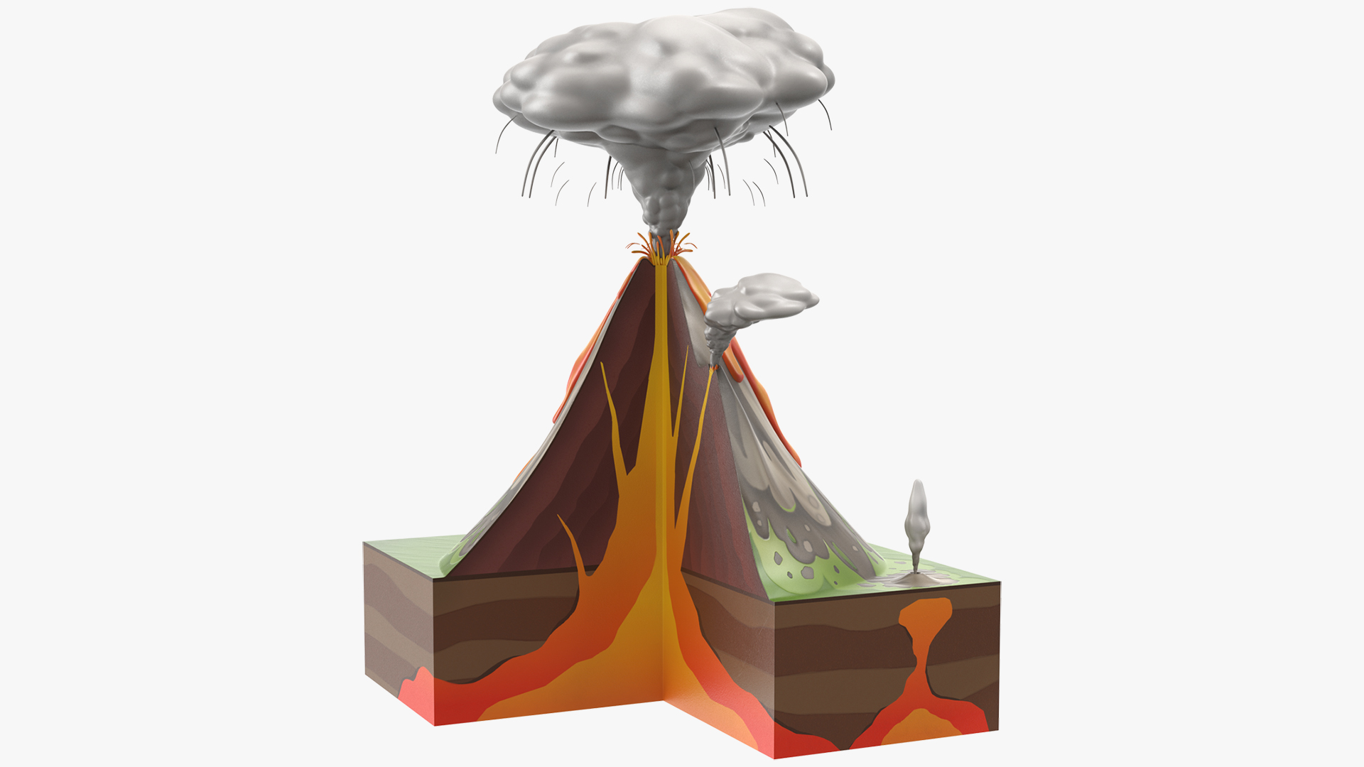 Cross Section of Volcano 3D model