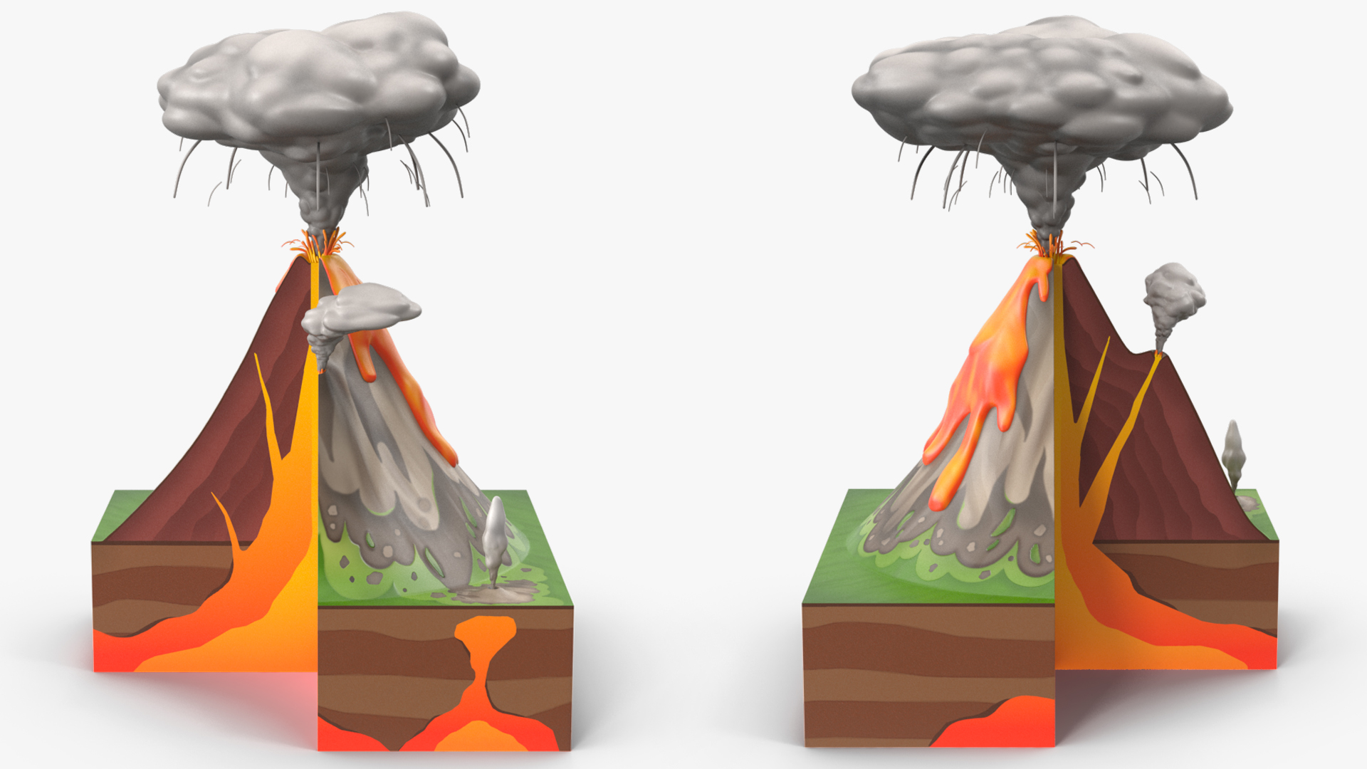 Cross Section of Volcano 3D model