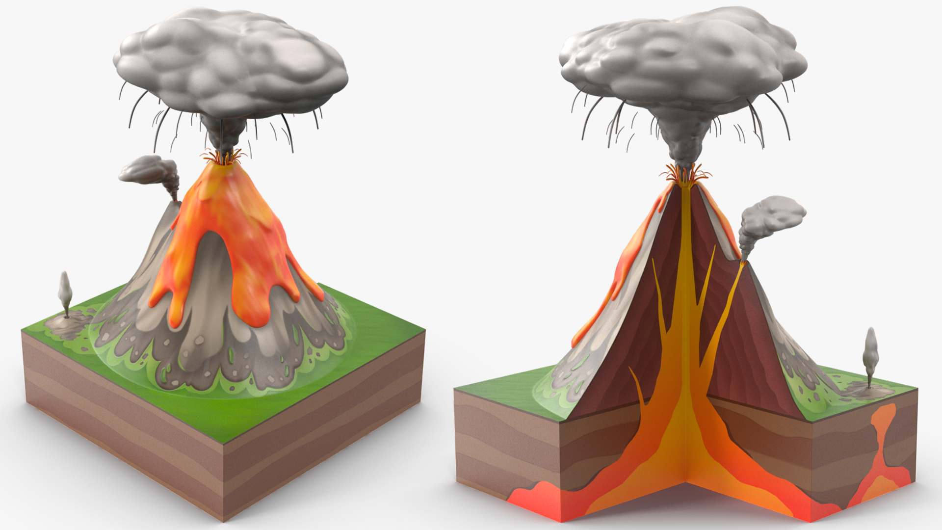 Cross Section of Volcano 3D model