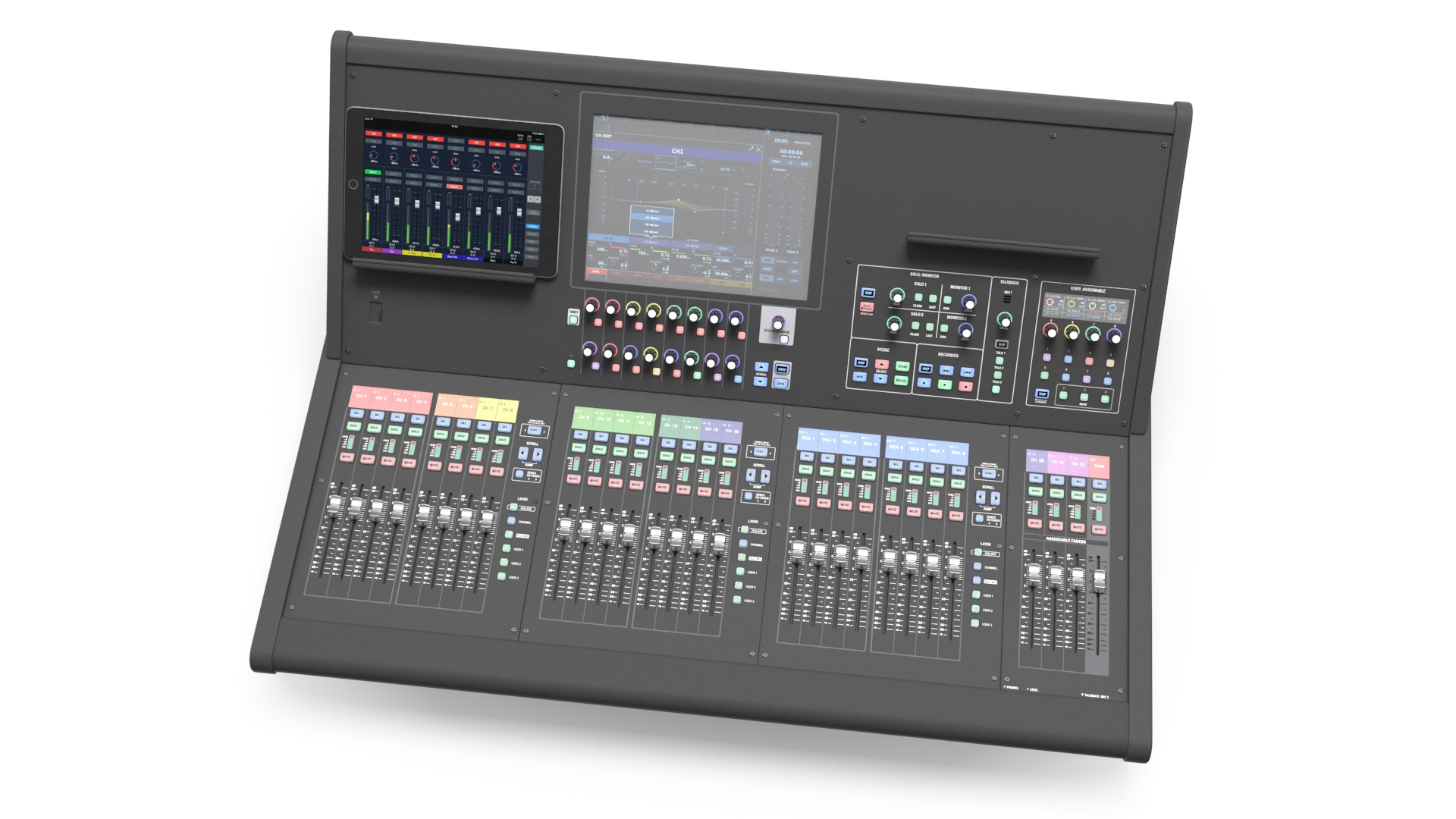 Live Mixing Console Grey Lights On 3D model