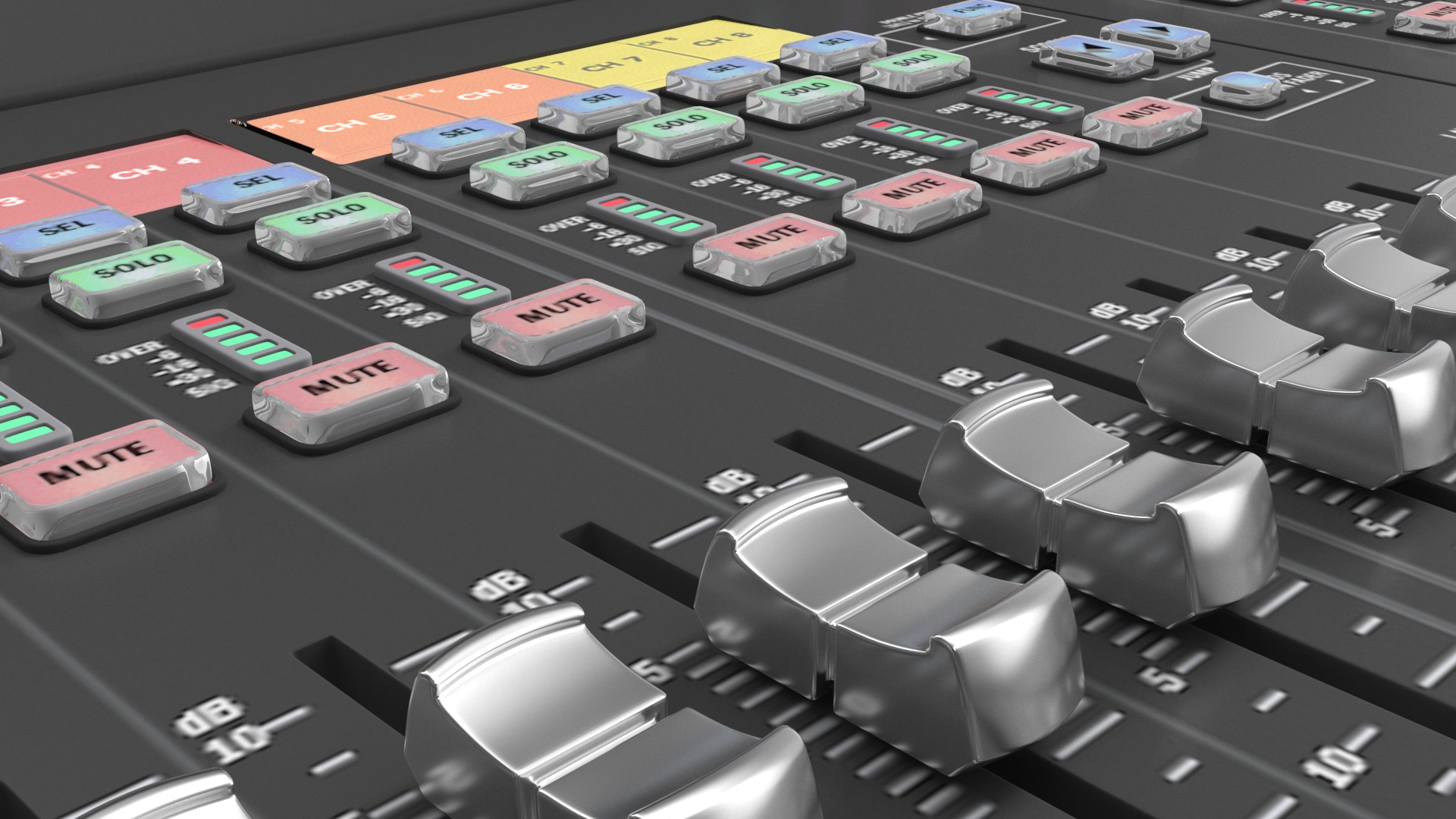 Live Mixing Console Grey Lights On 3D model