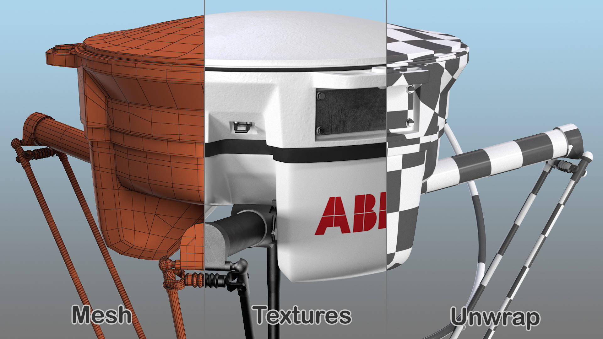 Parallel Robot ABB IRB 360 Flexpicker rigged 3D model