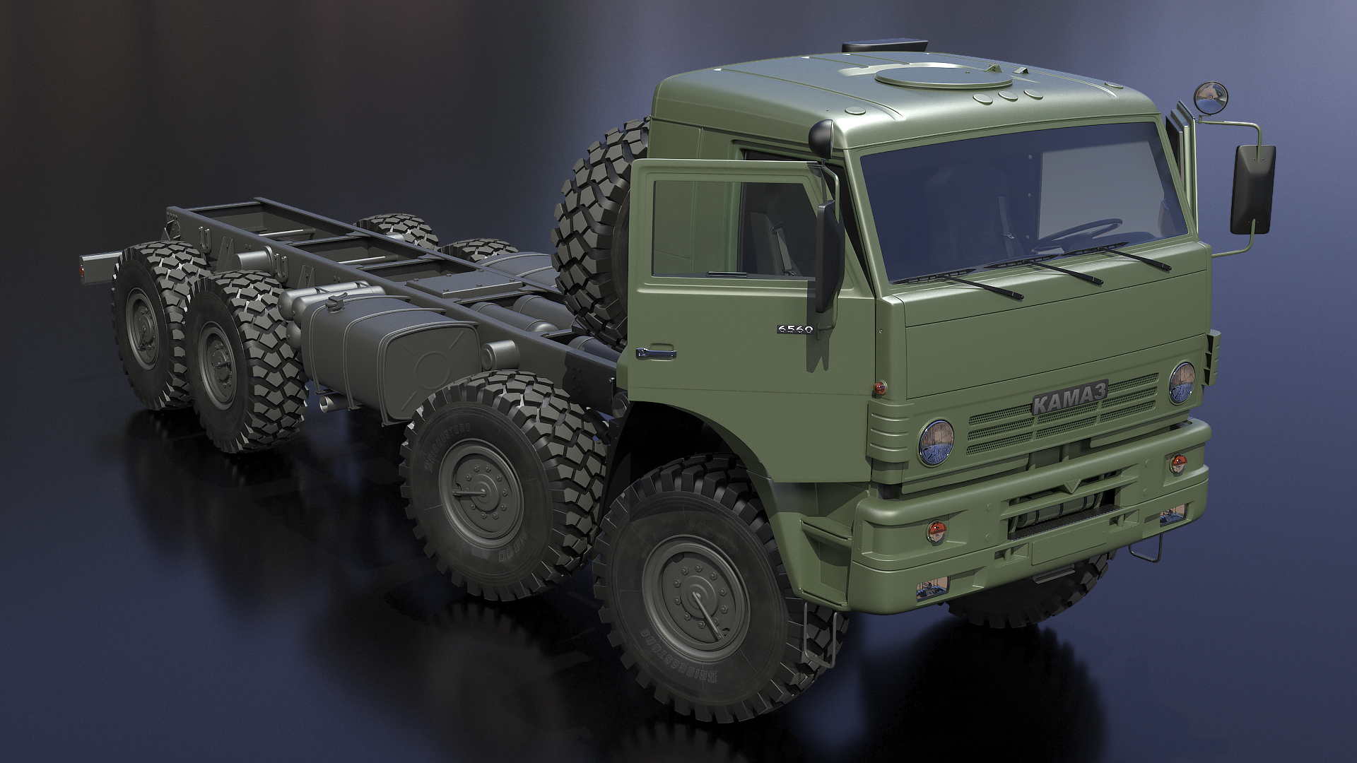 Heavy Offroad Chassis Kamaz 6560 Rigged 3D model