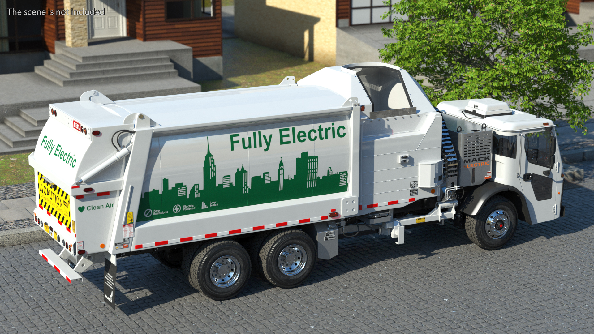 3D LR Electric Mack Truck White model