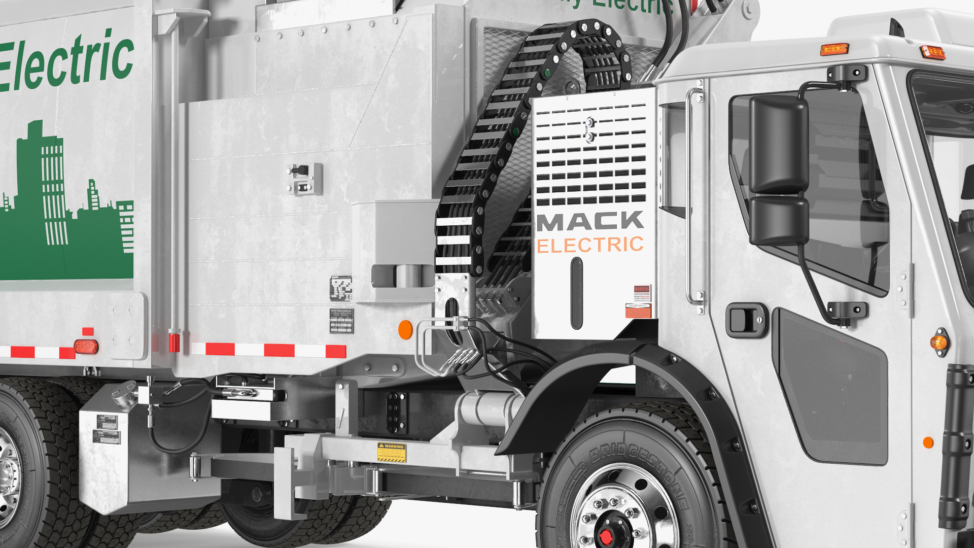 3D LR Electric Mack Truck White model