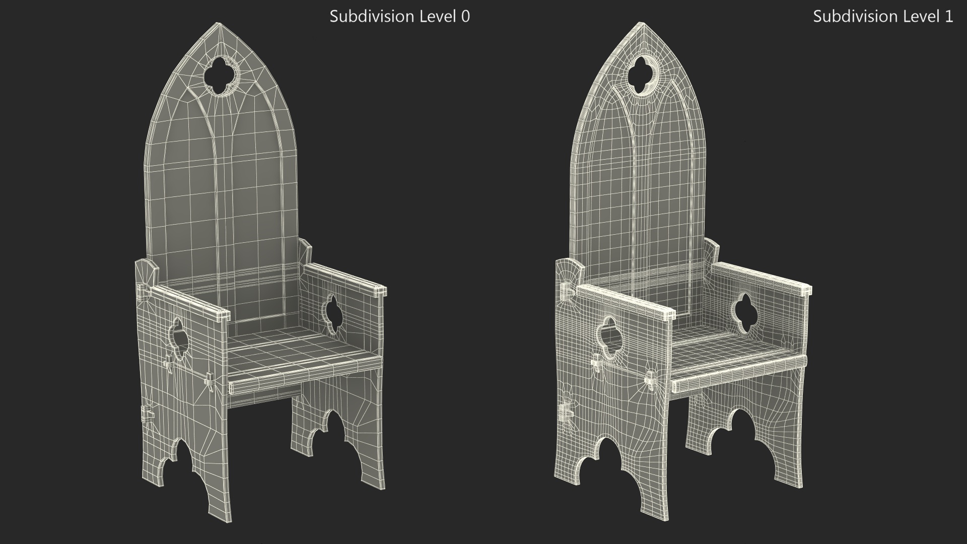 3D model Old Gothic Medieval High Back Chair