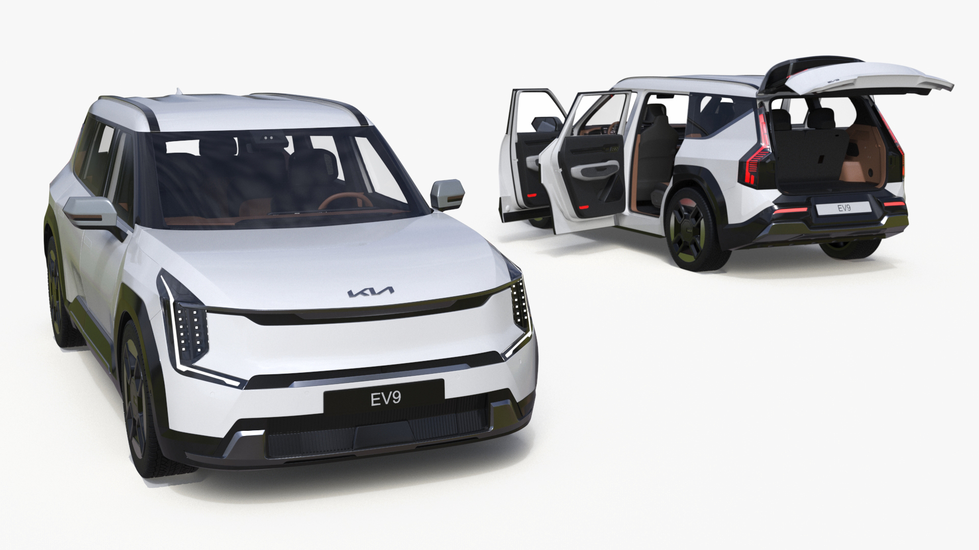 KIA EV9 Electric SUV White Simplified 3D