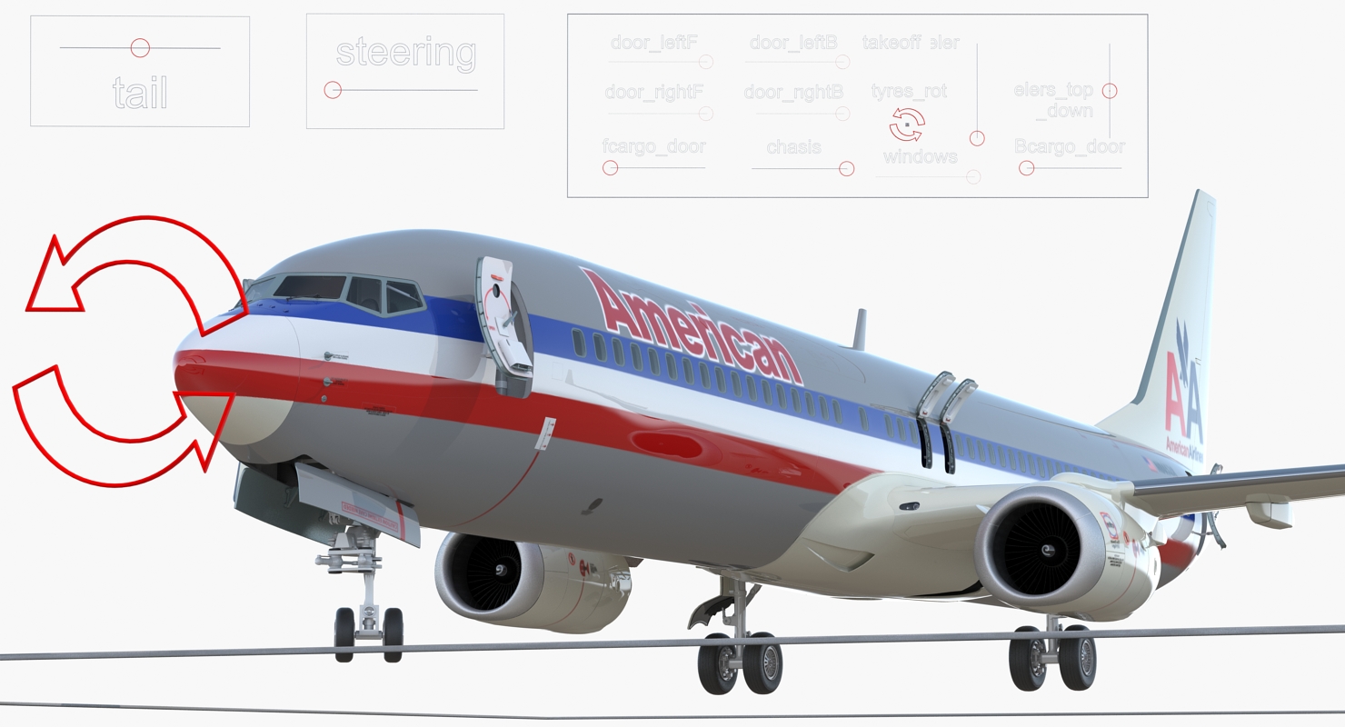 3D Boeing 737 900 ER American Airlines with Cabin Rigged model