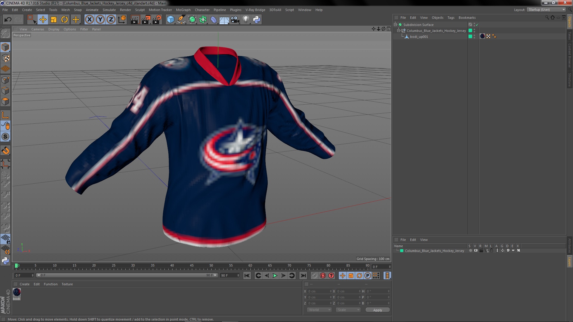 3D model Columbus Blue Jackets Hockey Jersey