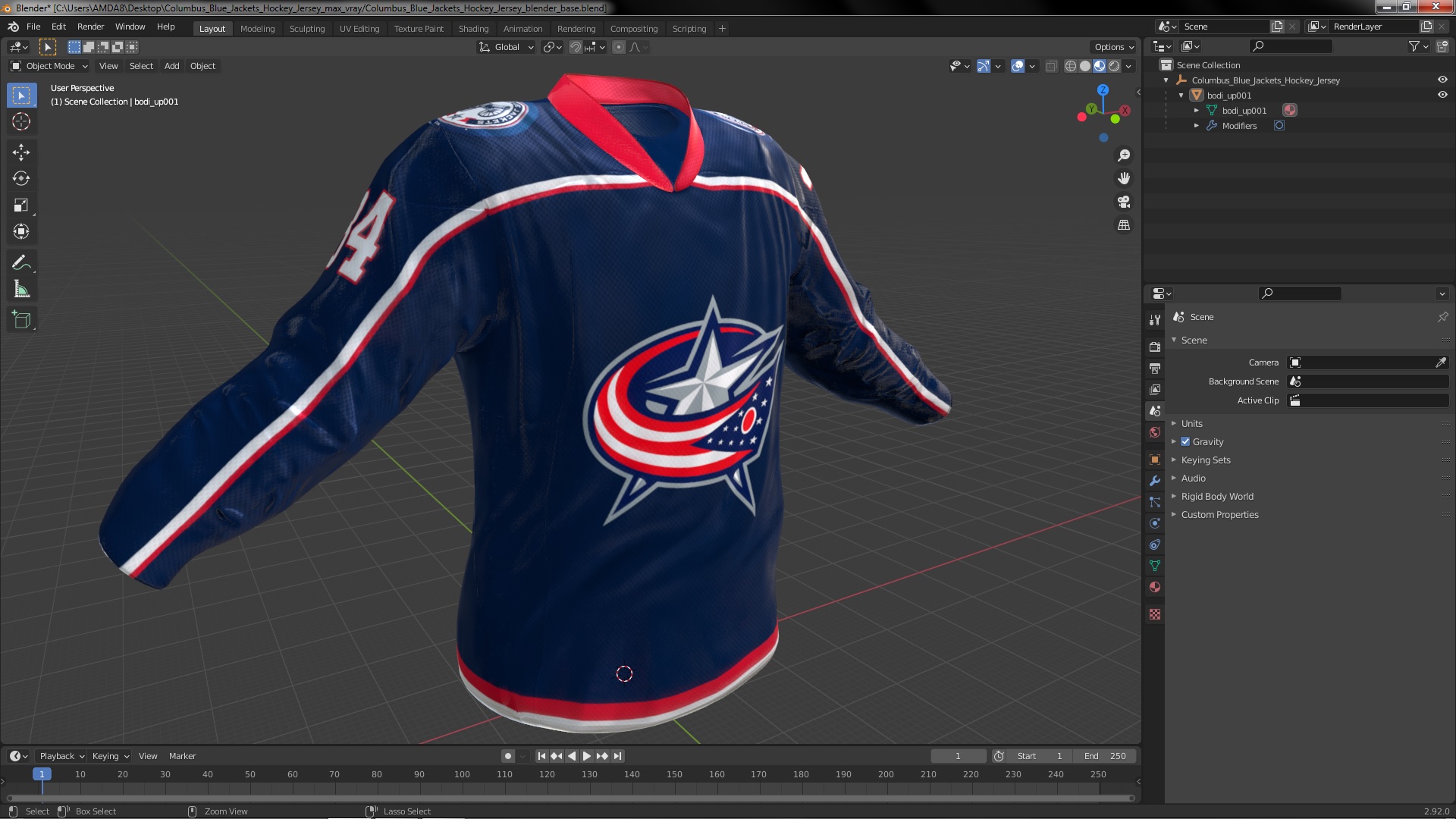 3D model Columbus Blue Jackets Hockey Jersey