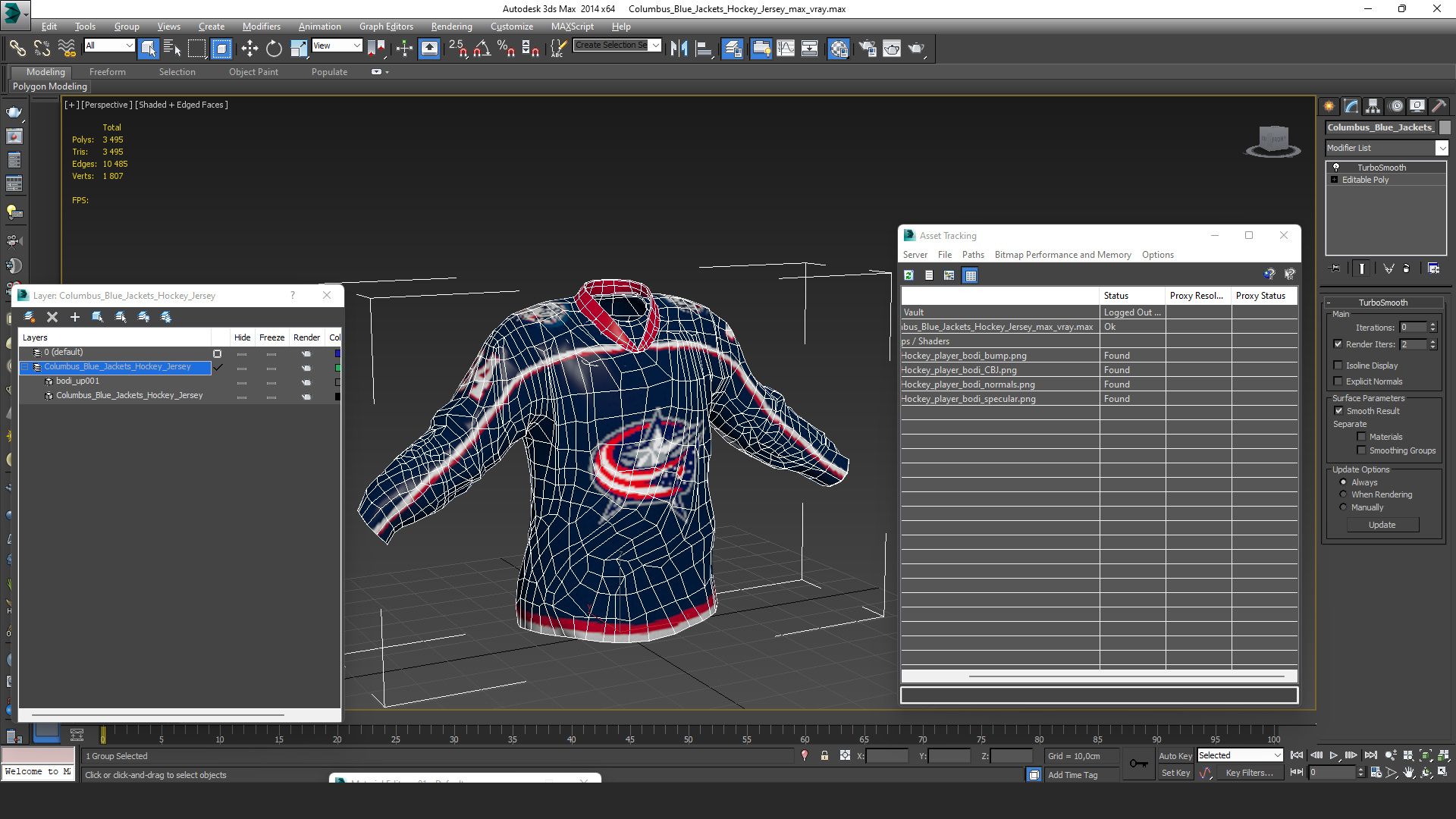 3D model Columbus Blue Jackets Hockey Jersey