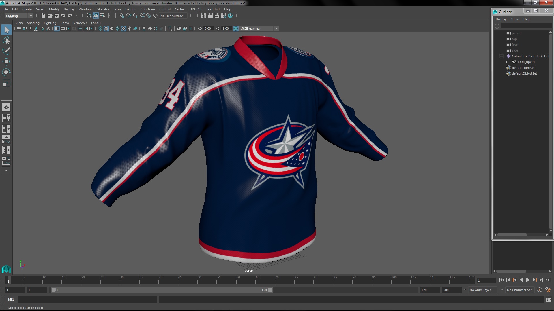 3D model Columbus Blue Jackets Hockey Jersey