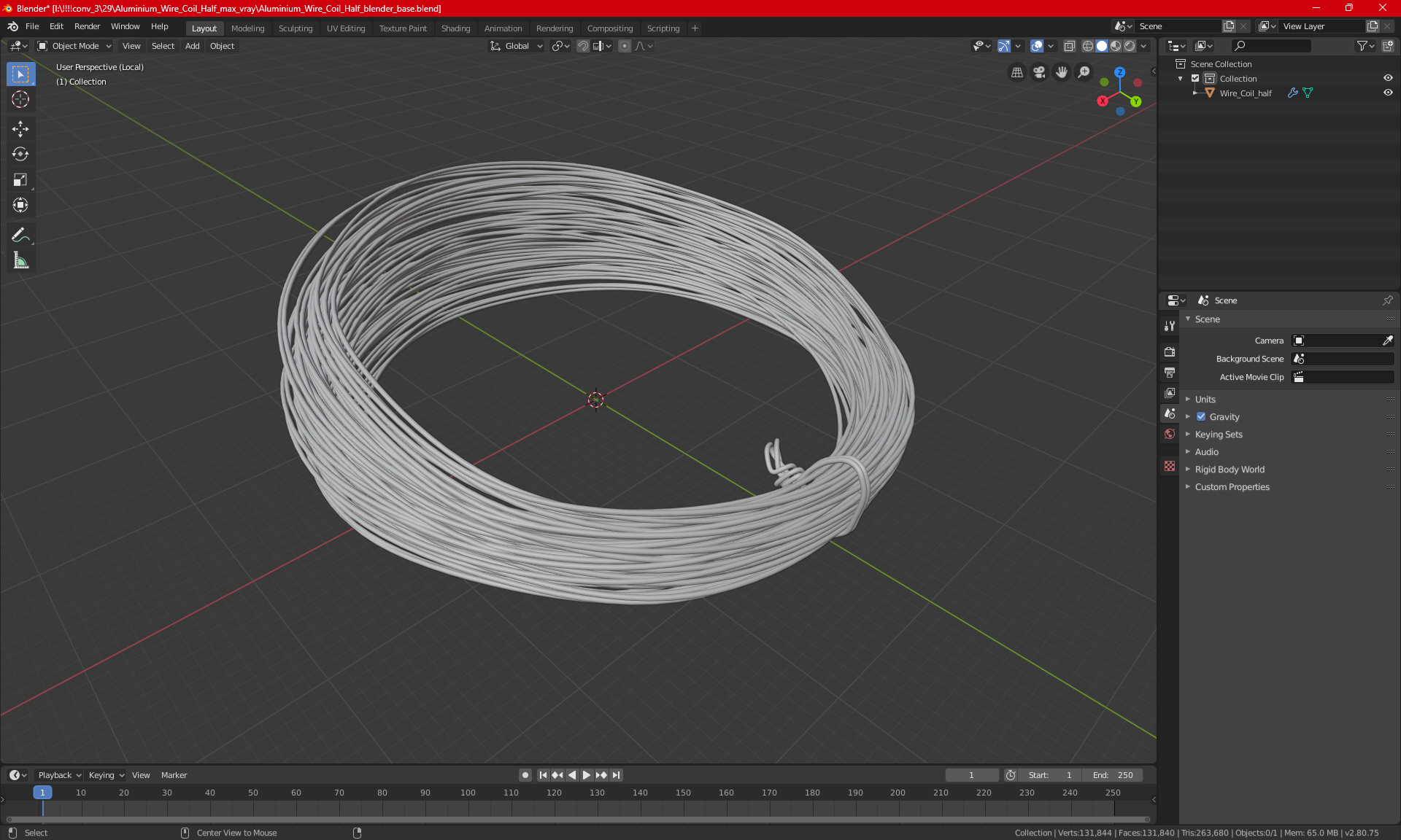 3D Cooper Wire Coil Half