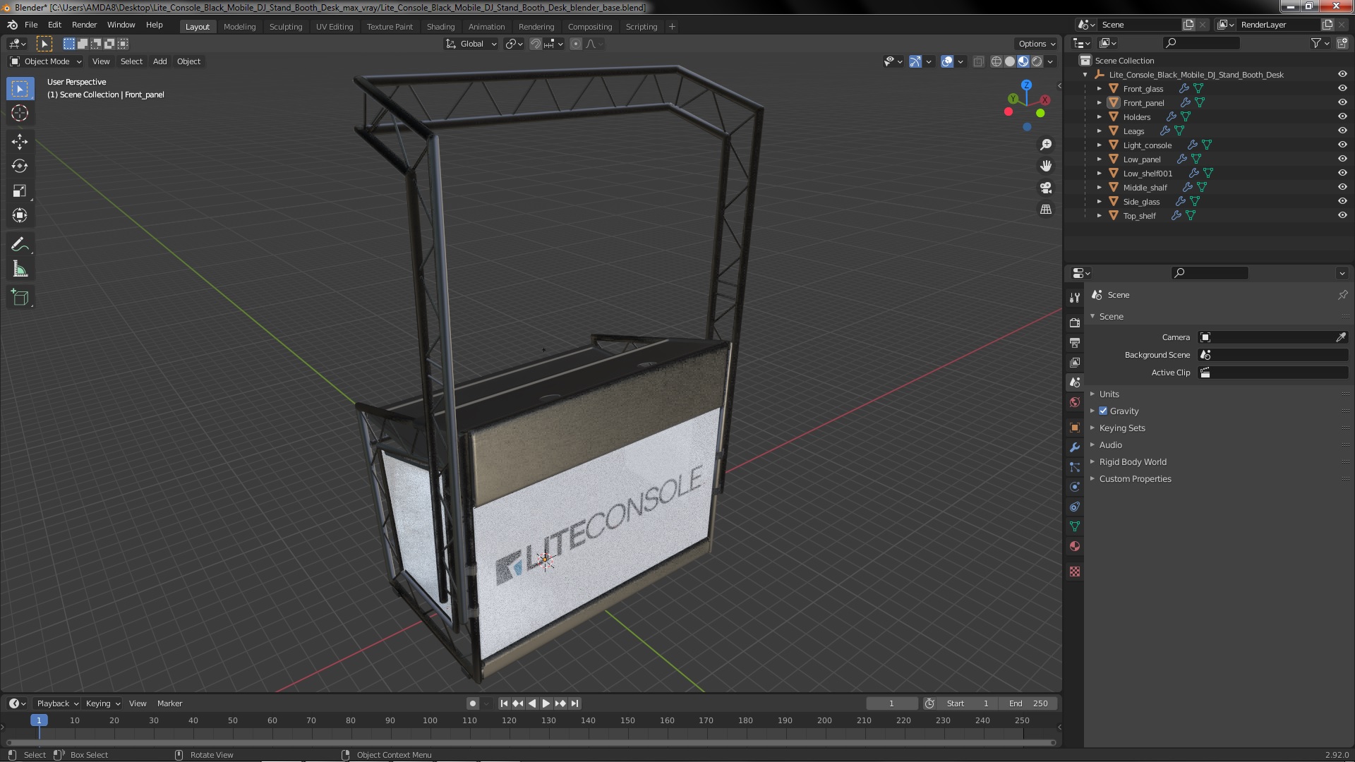 3D model Lite Console Black Mobile DJ Stand Booth Desk