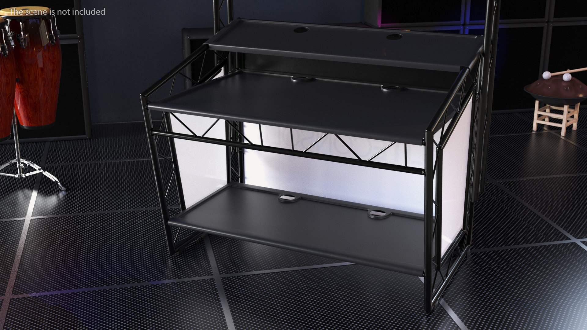 3D model Lite Console Black Mobile DJ Stand Booth Desk