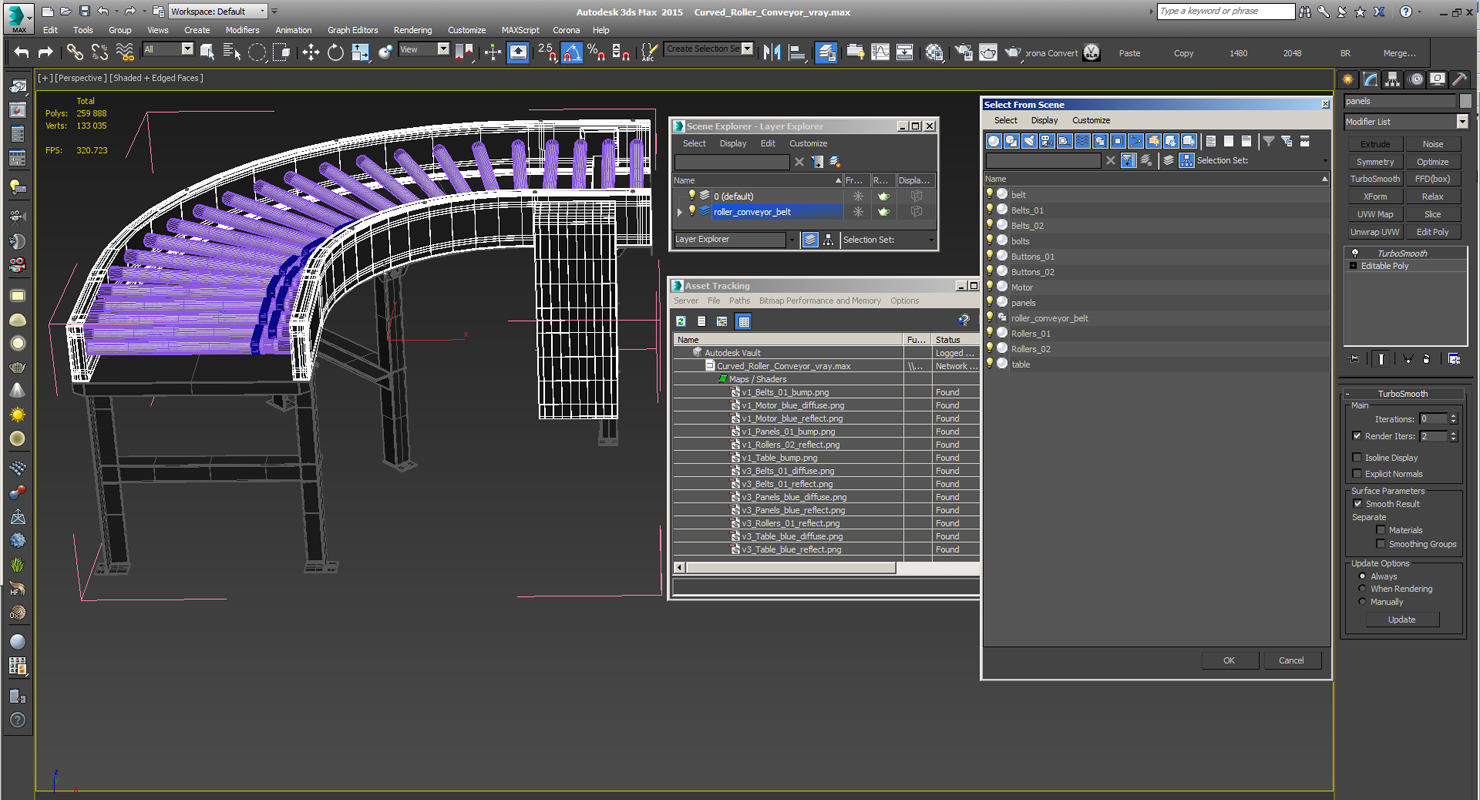 Curved Roller Conveyor 3D