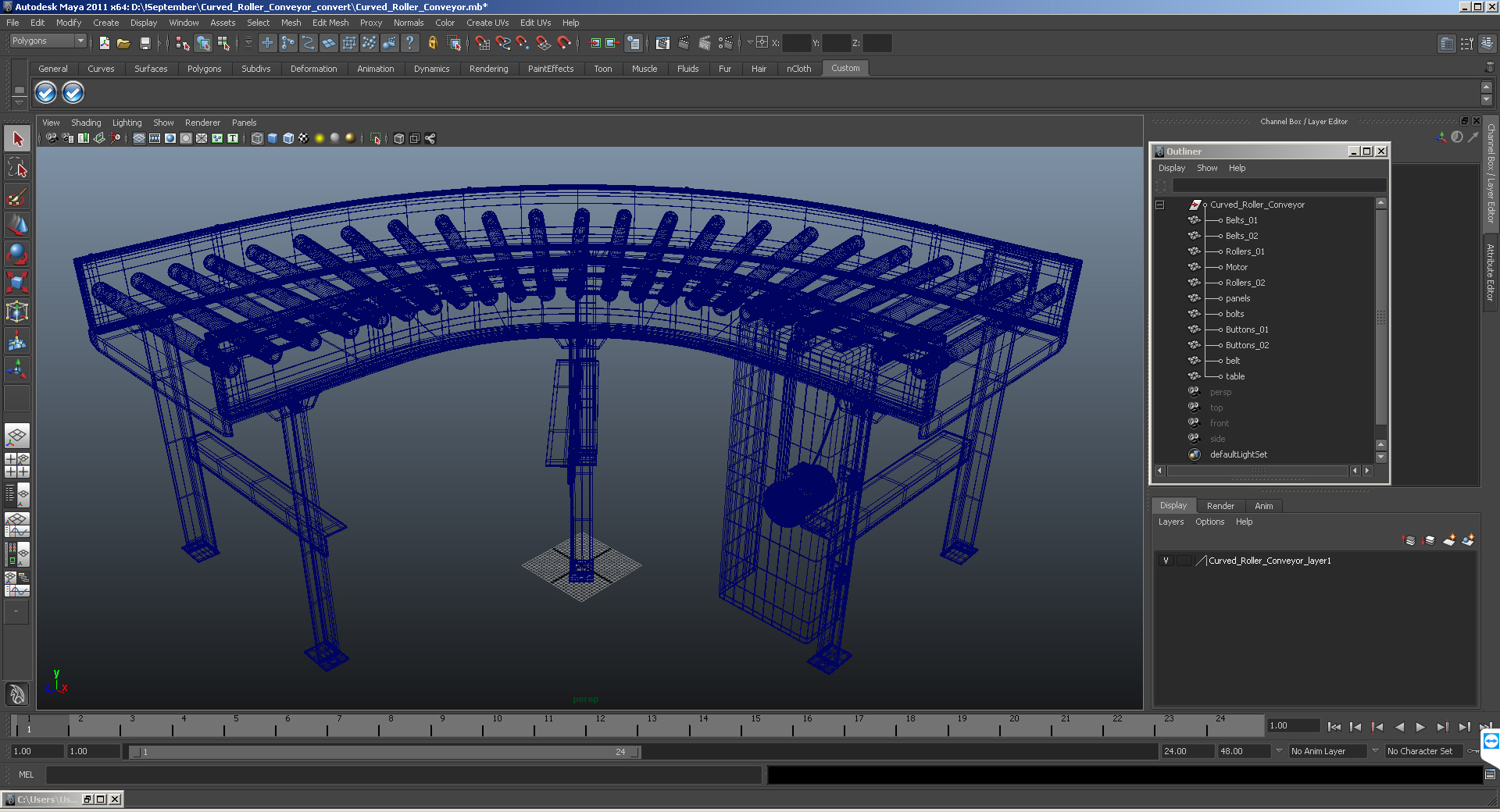 Curved Roller Conveyor 3D