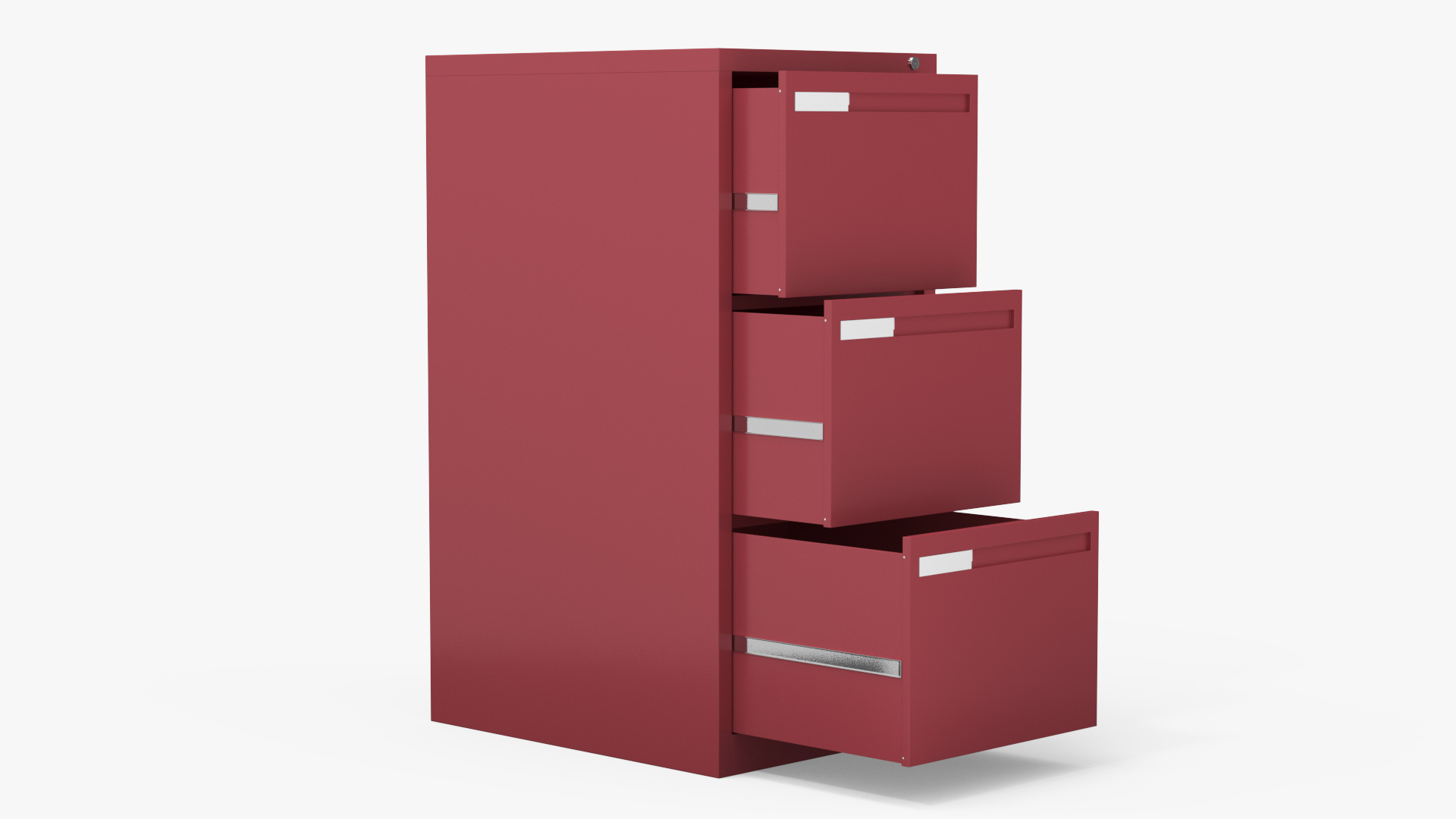 Filing Cabinet 3 Drawer Red 3D