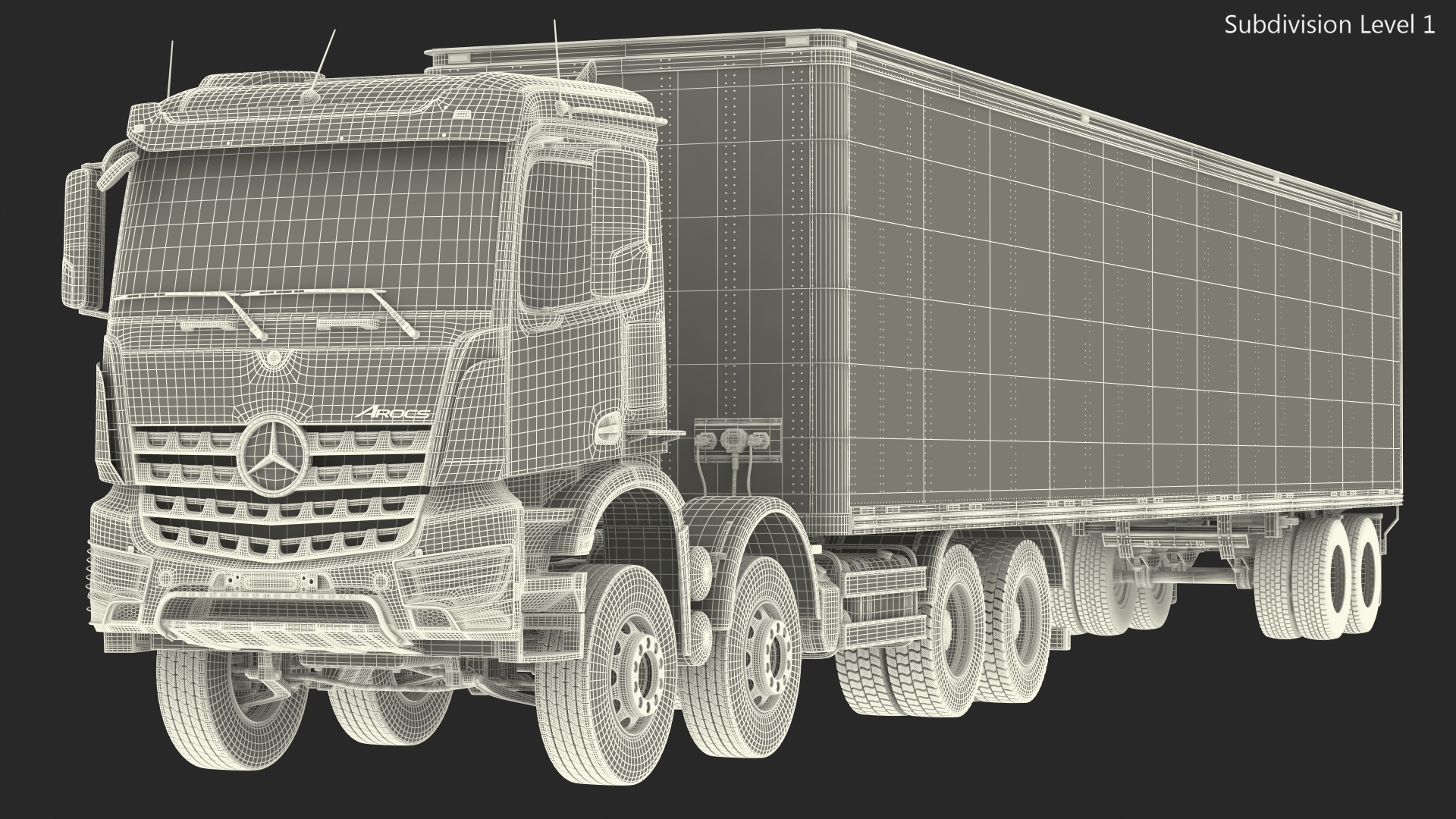 Mercedes Benz Truck With Semi Trailer Rigged 3D model