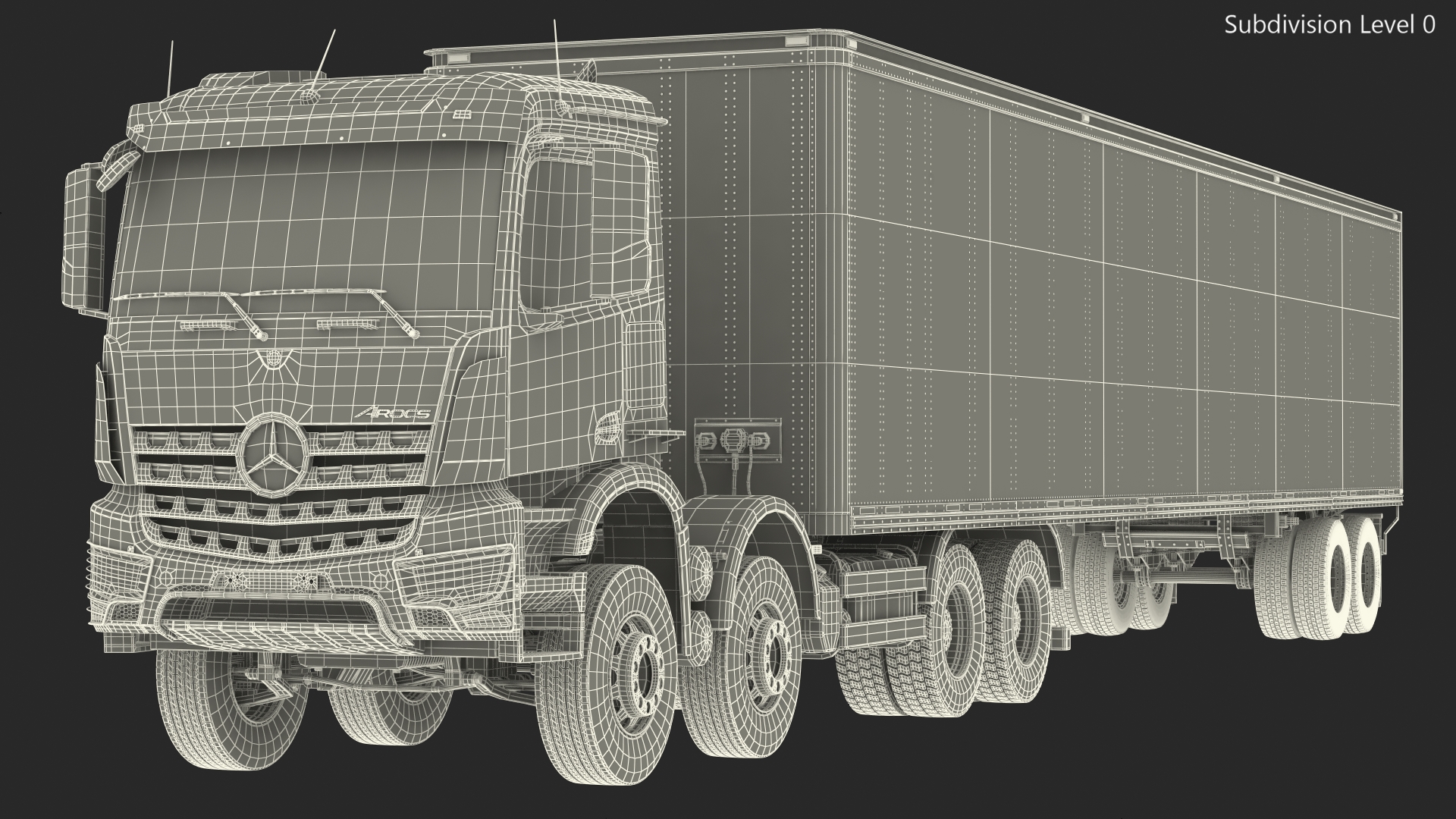 Mercedes Benz Truck With Semi Trailer Rigged 3D model