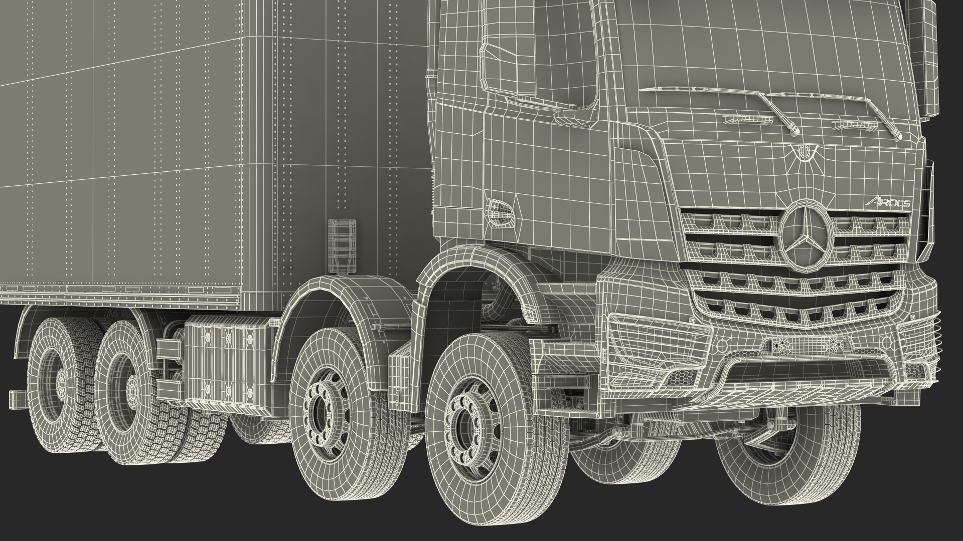 Mercedes Benz Truck With Semi Trailer Rigged 3D model